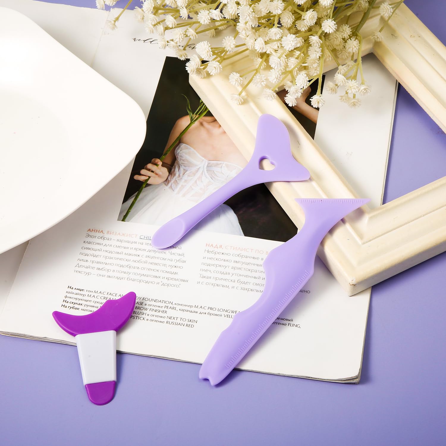 3Pcs Soft Silicone Eye Stencil Set - Reusable Eyeliner & Eyeshadow Guide with Mascara Shield - Beginner Friendly Makeup Tool for Perfect Eye Makeup (Purple) - Great for Daily Makeup, Professional Looks, Cosplay, Halloween, Bridal Makeup, Self-Care & Makeup Practice - Ideal for Home Use, Salons, Makeup Artists & DIY Beauty Lovers