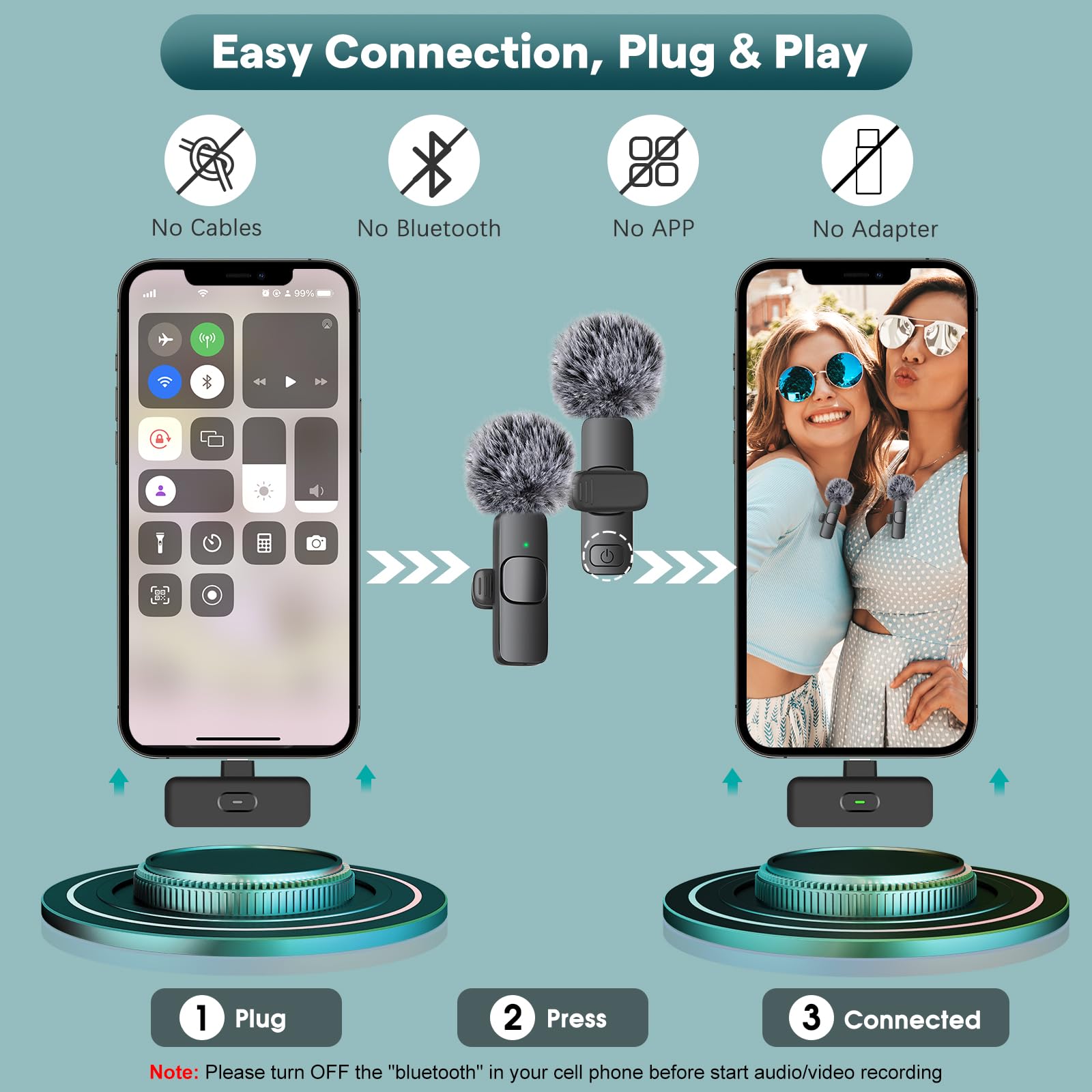 MAYBESTA Professional Wireless Lavalier Microphone for iPhone & iPad - Omnidirectional Condenser Mic for Crystal Clear Recording | Perfect for Interviews, Podcasts, YouTube Videos & Vlogging