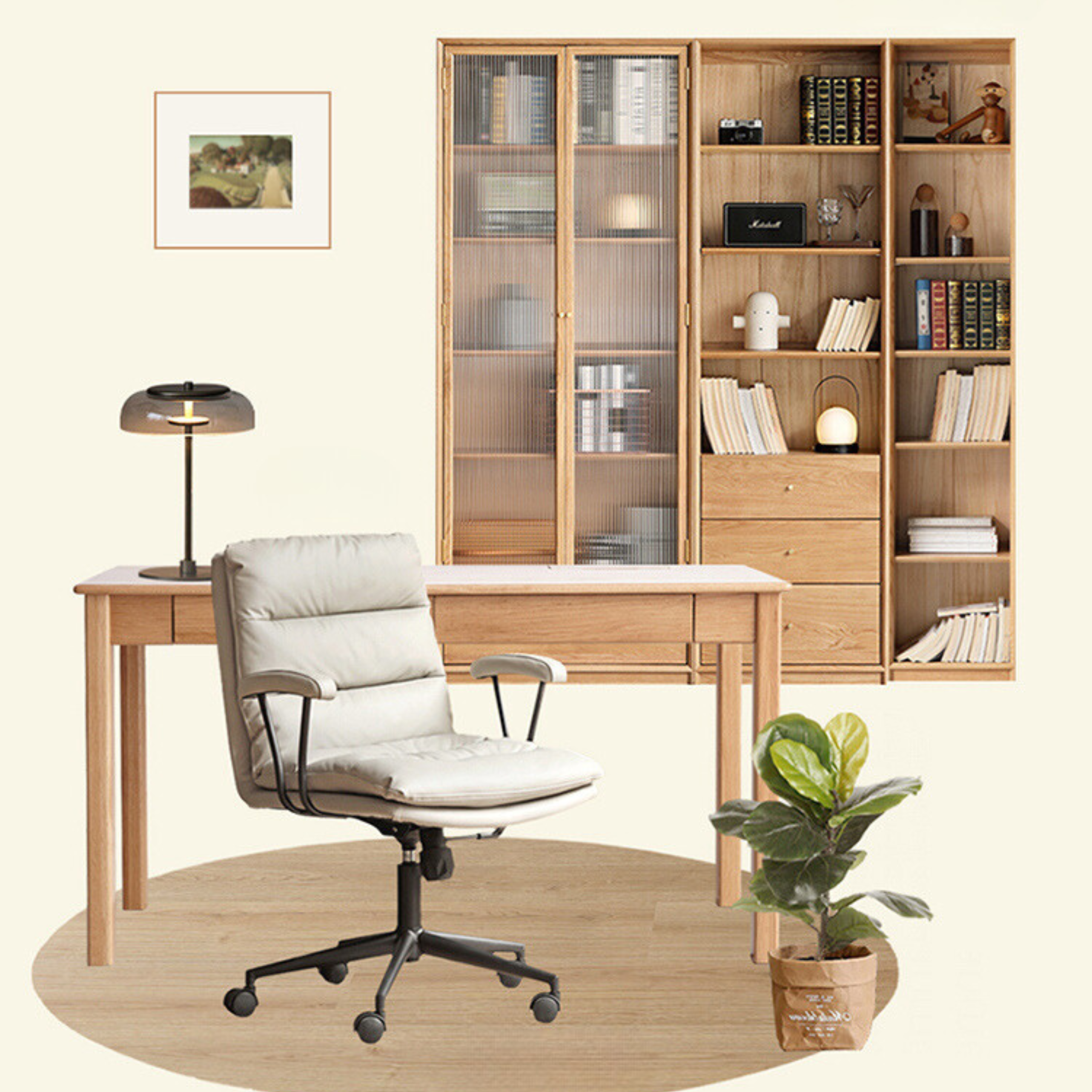 Premium Solid Oak & Ash Wood USB Office Desk - Modern Home & Workspace Furniture for Productivity & Organization | Perfect for Remote Work, Study & Office Setup