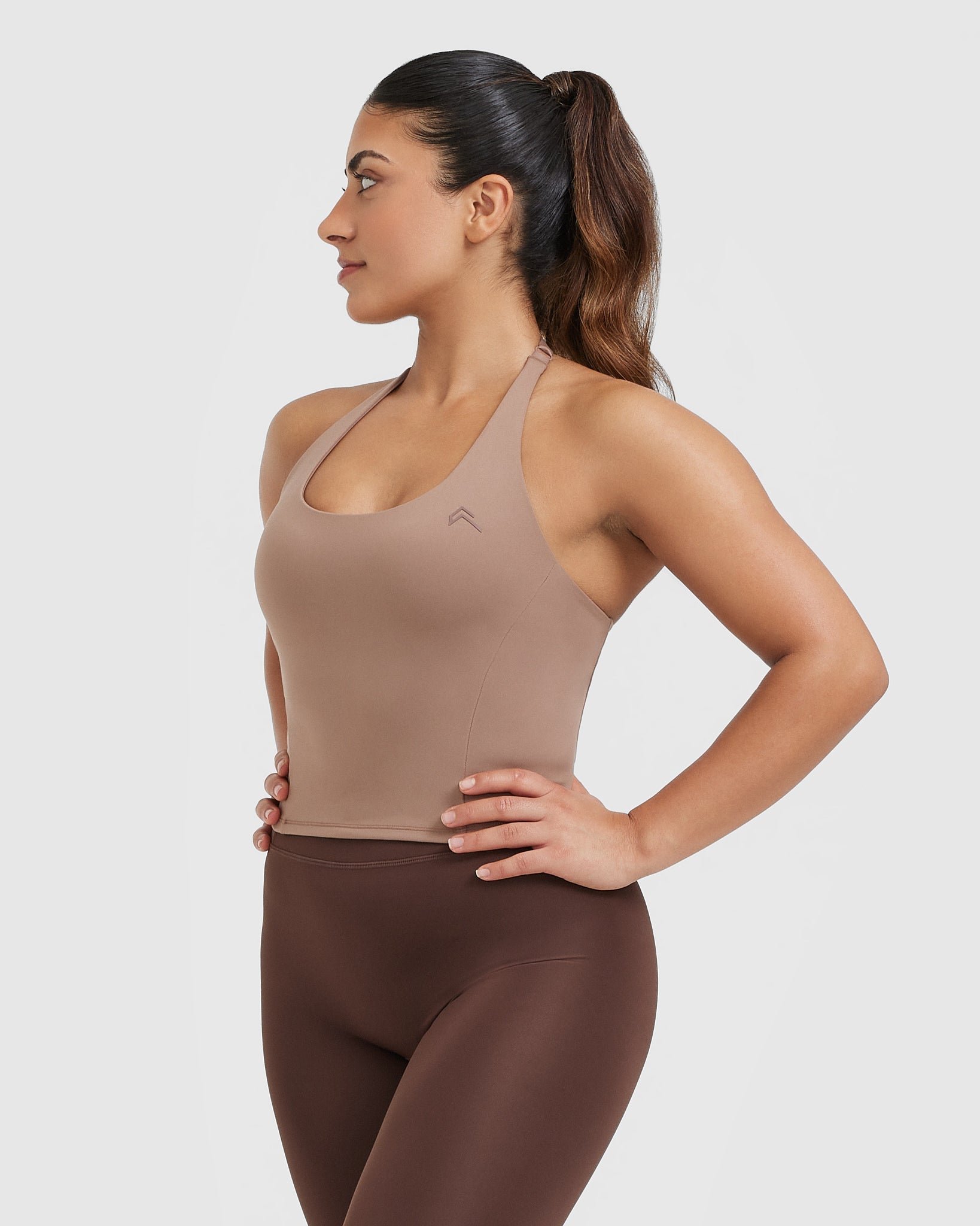 Timeless Halter Neck Mid Vest in Deep Walnut - Women's Fashion Tank Top for Summer, Beach, and Casual Outfits