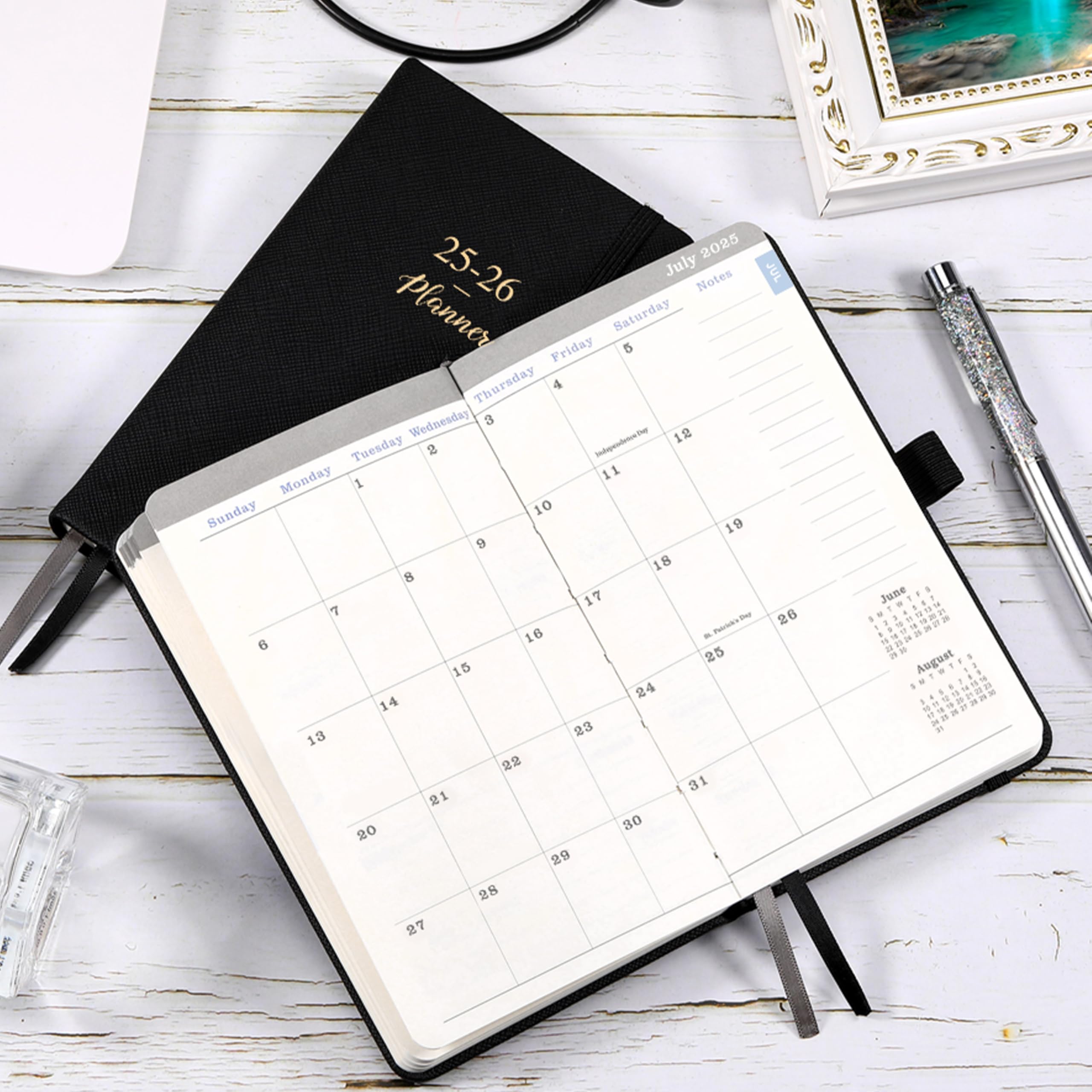 2025-2026 Pocket Planner | July 2025 to June 2026 Weekly & Monthly Calendar | 6.3×3.8 Inch Compact Organizer with Pen Loop, Back Pocket & Elastic Closure | Perfect for Students, Professionals & Daily Planning