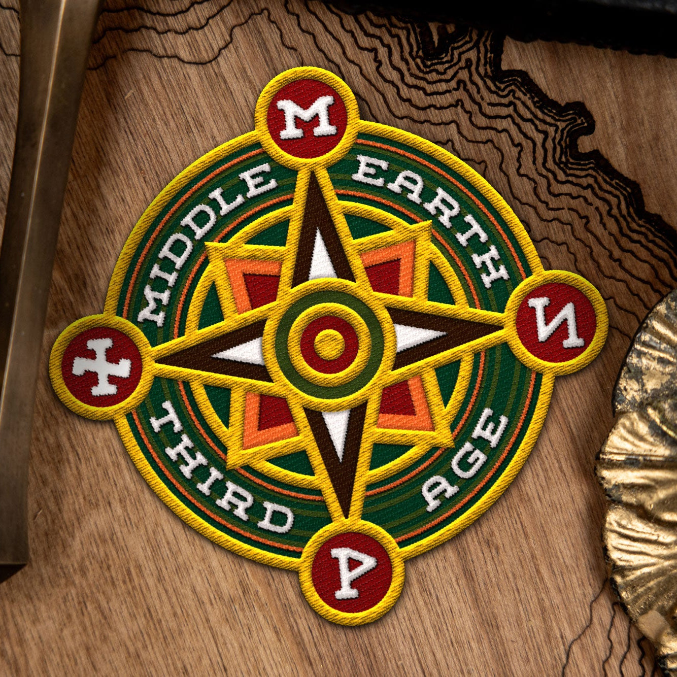Middle Earth™ Compass Rose Embroidered Patch - Lord of The Rings Inspired Iron-On Badge for Jackets, Backpacks & Cosplay Costumes - Perfect for LOTR Fans & Fantasy Collectors