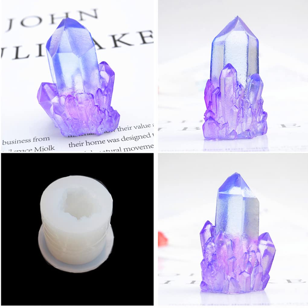 FineInno 8-Piece Crystal Resin Molds Set - Premium Silicone Cluster Molds for DIY Jewelry, Epoxy Crafts, Candles & Isomalt - Druzy Gem & Iceberg Molds for Resin Art, Home Decor & Gift Making