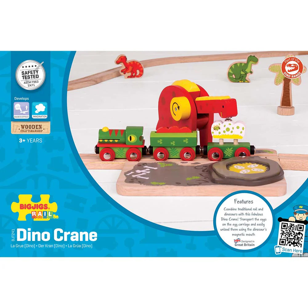 Wooden Dinosaur Crane Toy - Kids Construction Playset with Movable Parts - Perfect for Pretend Play, STEM Learning & Birthday Gifts
