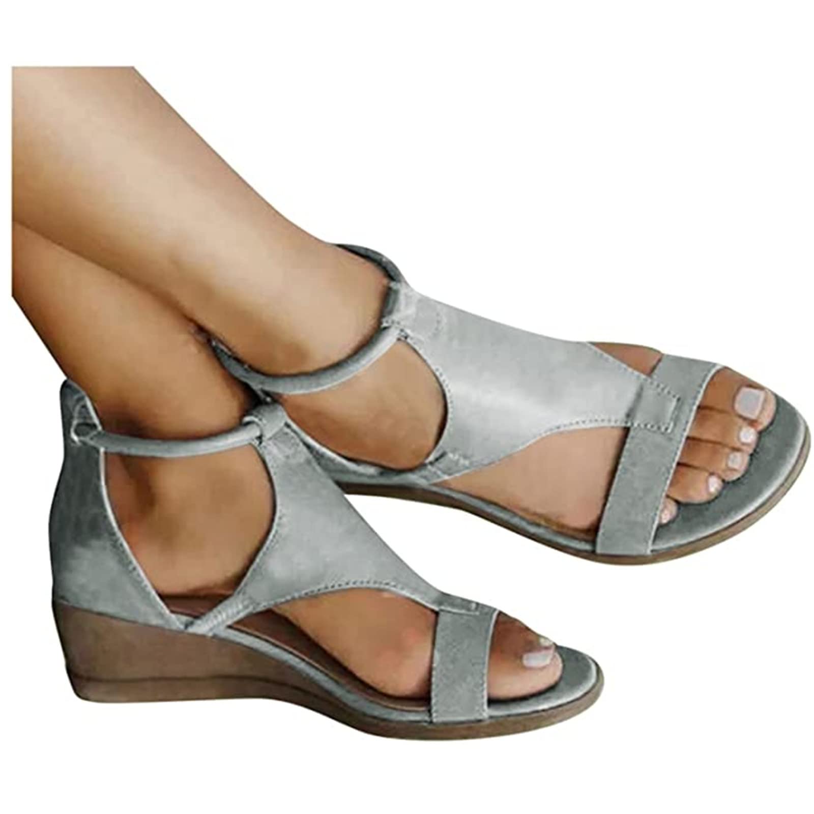 Women's Wedge Sandals - Open Toe Dressy Summer Platform Sandals with Buckle Ankle Strap | Comfortable Beach & Casual Wear for Outdoor Activities, Parties, and Vacation