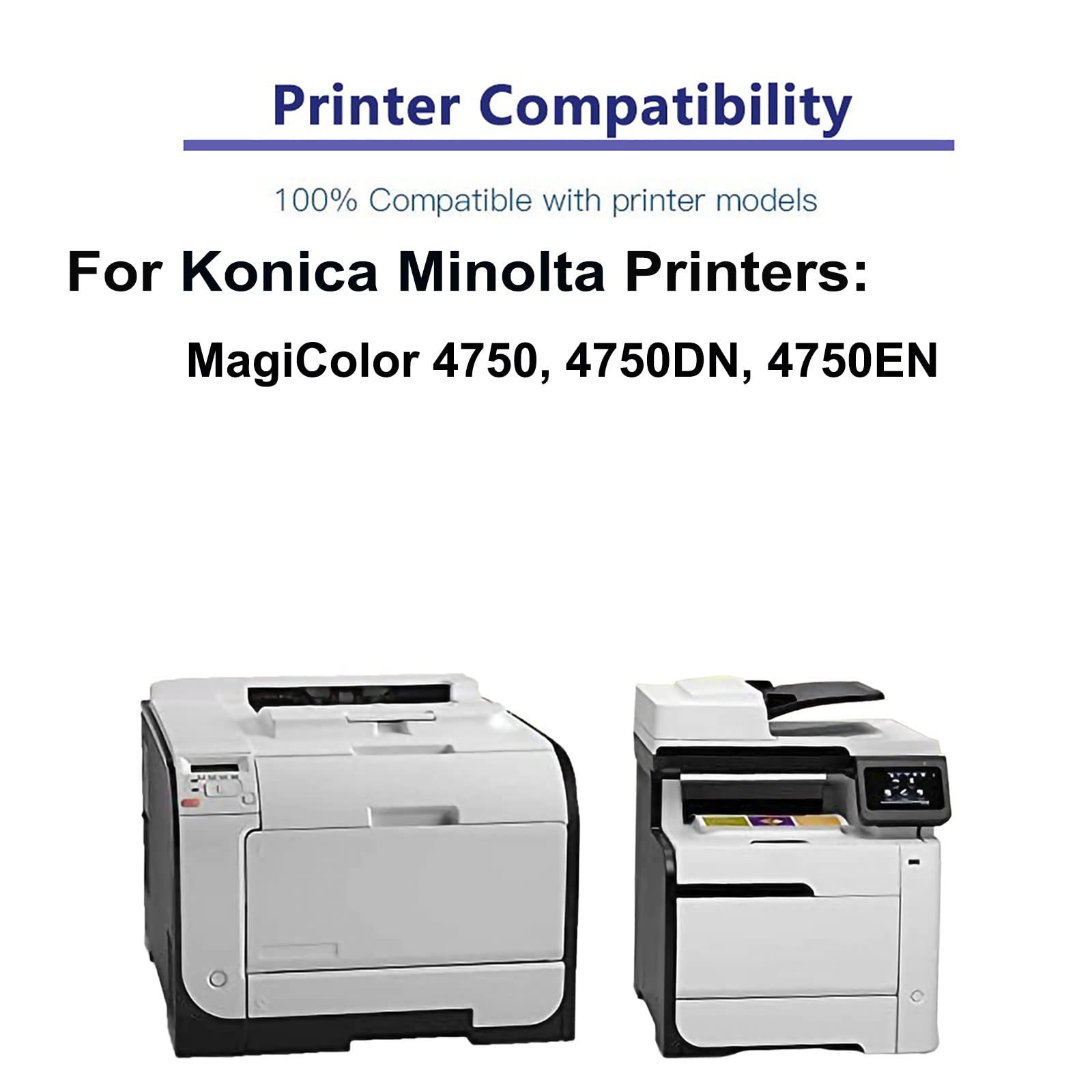 8-Pack (2BK+2C+2Y+2M) High Yield Compatible Toner Cartridge for Konica Minolta MagiColor 4750/4750DN/4750EN - A0X5130/A0X5430/A0X5230/A0X5330 Replacement - Perfect for Office Printing & High Volume Documents
