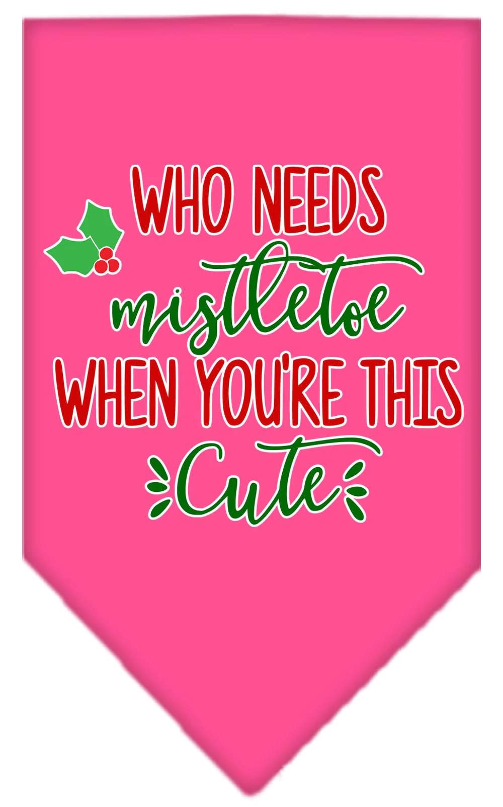 Christmas Pet Bandana for Dogs - 'Who Needs Mistletoe' Screen Printed Purple Small Holiday Accessory | Perfect for Holiday Photos & Festive Gatherings
