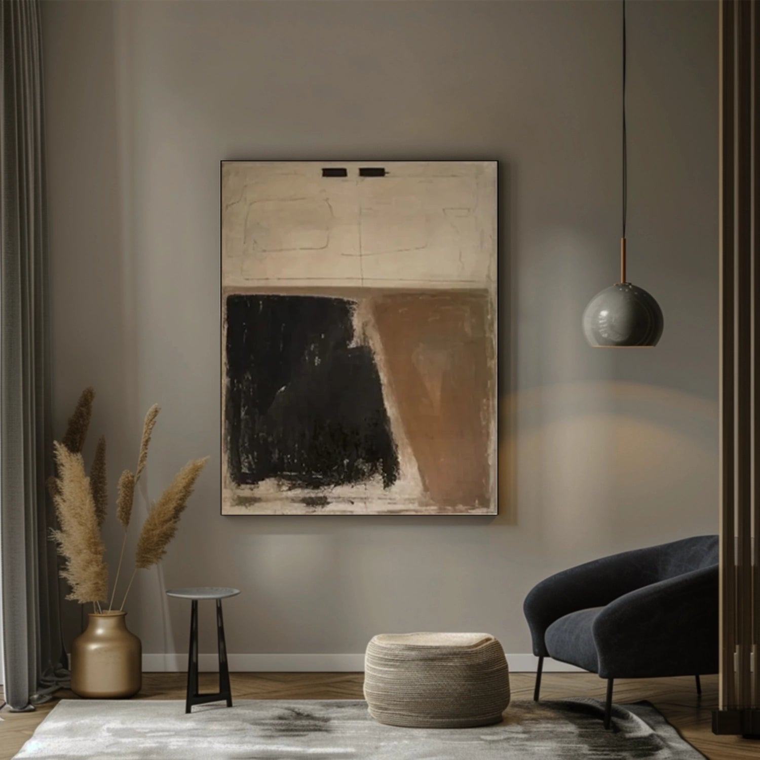 Abstract Frameless Stretched Canvas Painting #AB 145 - Modern Wall Art for Living Room, Bedroom & Office Decor