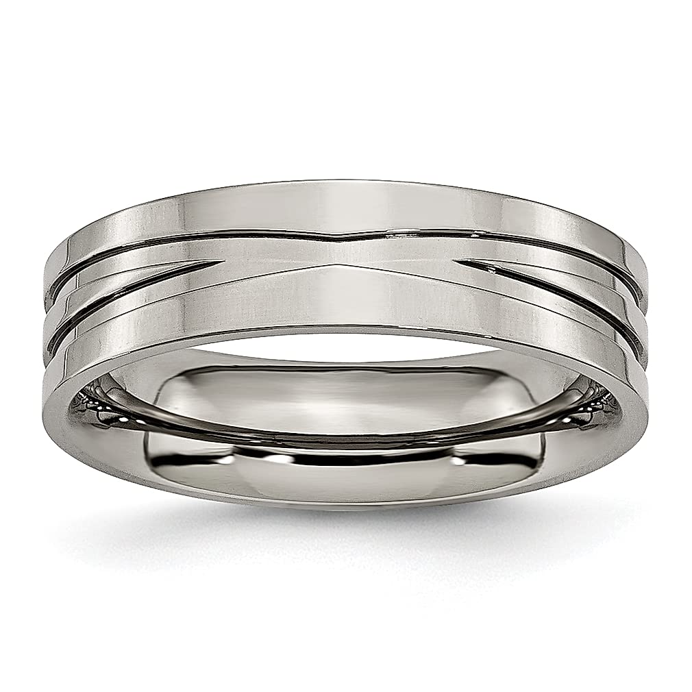 ICE CARATS Titanium 6mm Band Ring for Men - Durable Wedding Ring, Fashion Jewelry Gift for Him, Dad, Husband - Perfect for Anniversaries, Engagements & Special Occasions