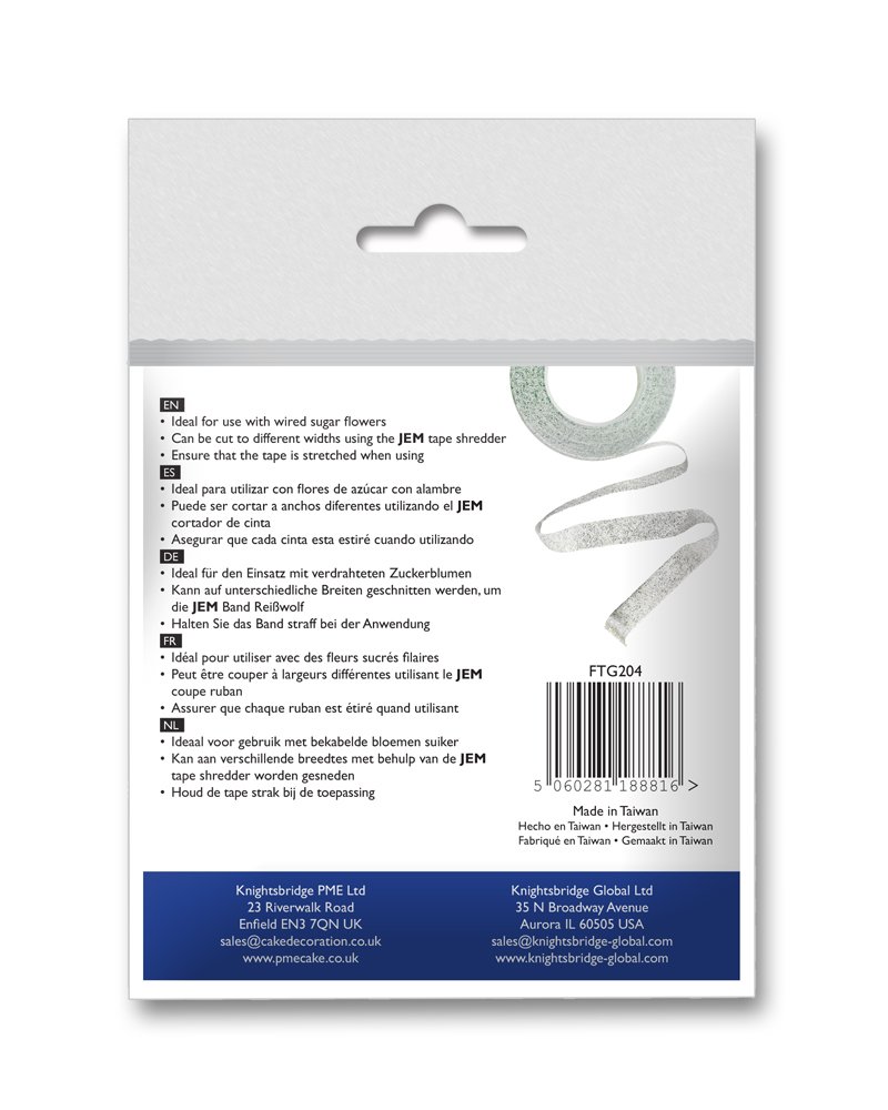 PME Sparkle Tape White - 0.5 Inch Wide Decorative Glitter Ribbon for Gift Wrapping, Scrapbooking & DIY Crafts