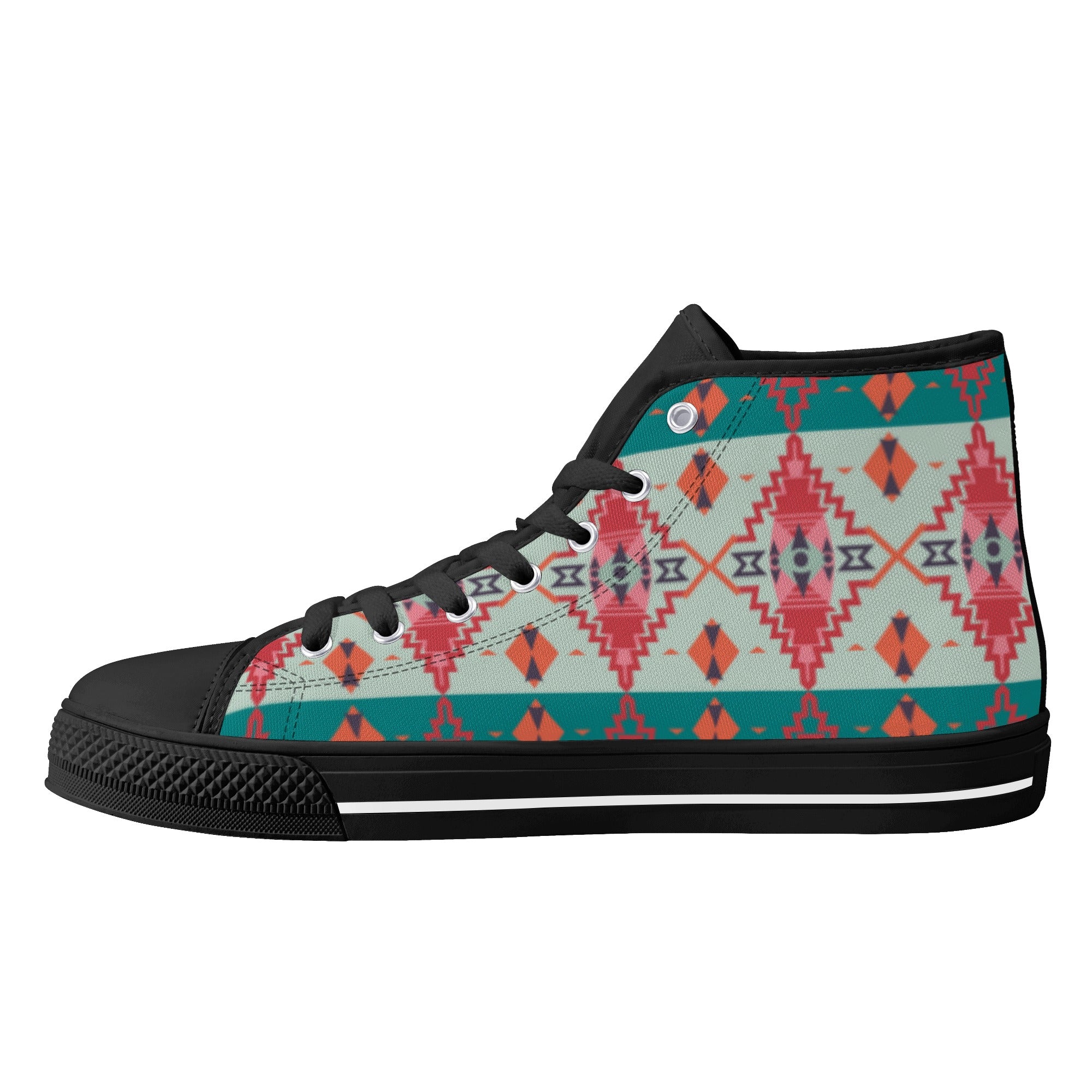 Women's High Top Canvas Shoes - Sahara Sunset Print Southwestern Boho Sneakers for Casual Wear & Outdoor Adventures