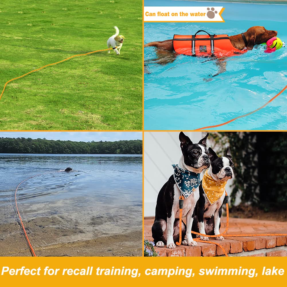 20ft Reflective Dog Training Leash - Long Floating Lead with Soft Handle for Outdoor Activities | Camping, Hiking, Swimming, Beach & Lake Use | Durable 6M Orange Leash for Large Dogs