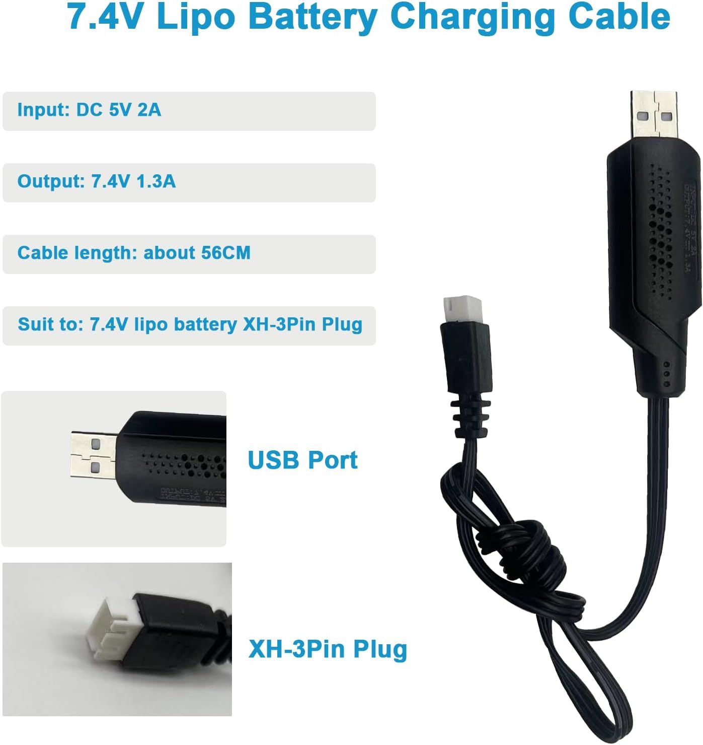 7.4V Lipo Battery Charger with HX-3P Connector - 2S RC Battery Charger & Balancer for FPV Drones, RC Cars, Quadcopters - Fast Charging & Safe Protection (2 Pack) - Perfect for Racing, Aerial Photography & Outdoor RC Adventures