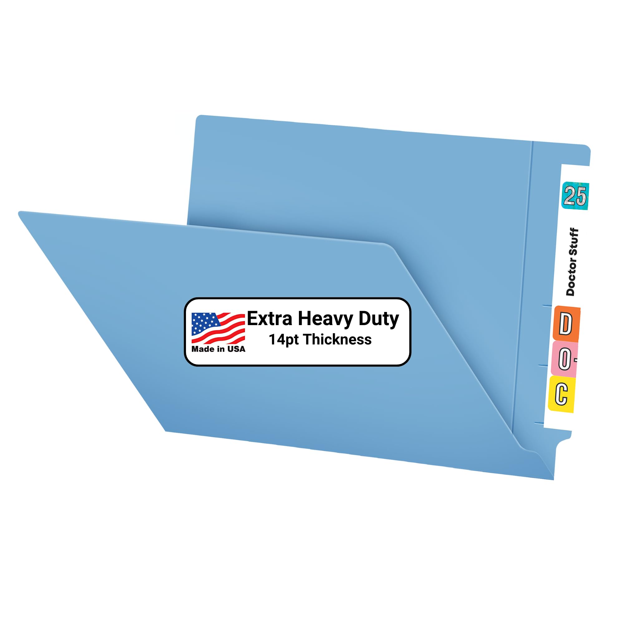 Premium Blue Letter Size File Folders - 14pt Reinforced End Tab for Office, School & Medical Use - Durable 250-Pack Organizer for Documents, Records & Doctor Files