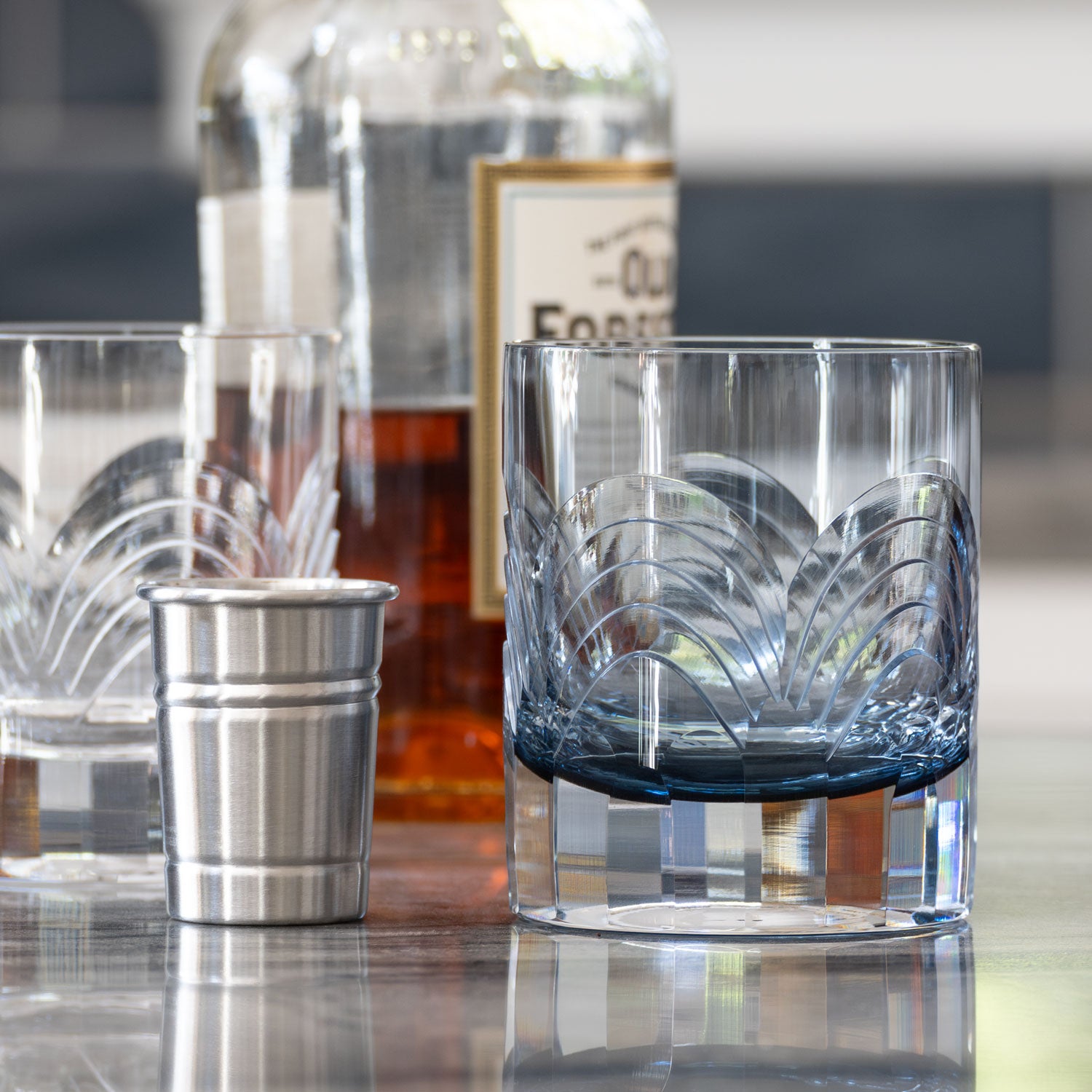 Premium Cascades Blue 7oz Whiskey Glasses Set of 12 - Perfect for Scotch, Bourbon & Cocktails - Ideal for Home Bars, Parties & Gifts