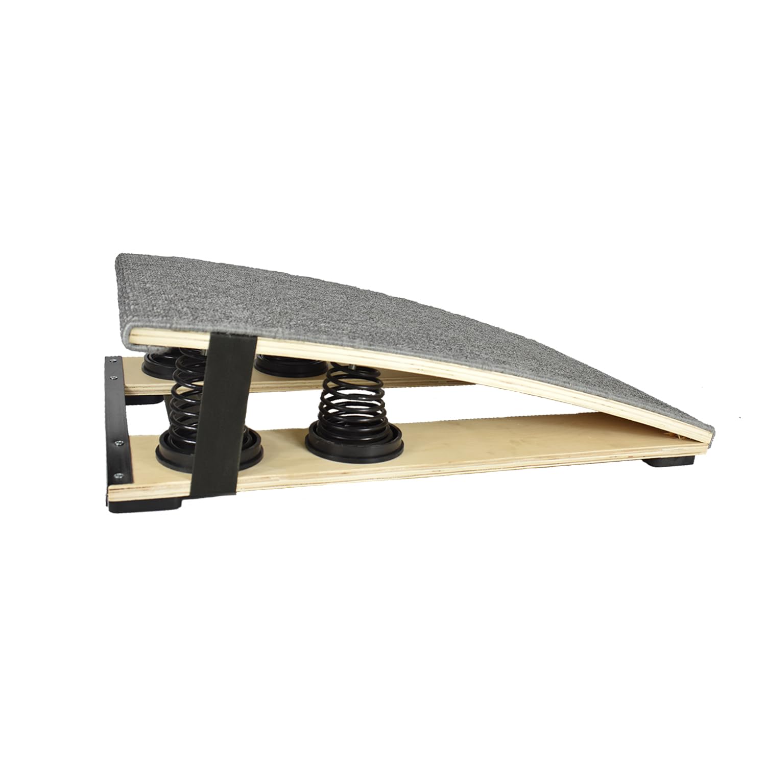 Grey Spring Assisted Wooden Springboard - Elastic Training Board for Athletics & Sports - Perfect for Gymnastics, Parkour, and Fitness Workouts