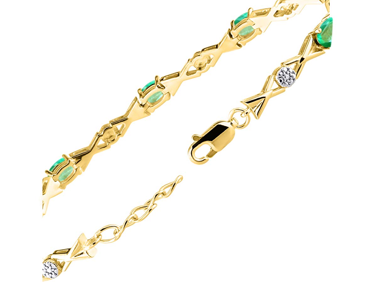 RYLOS Women's Yellow Gold Plated XOXO Hugs & Kisses Tennis Bracelet with Gemstones & Genuine Diamonds - Adjustable 7