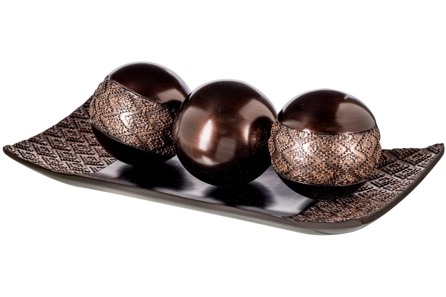 Creative Scents Dublin Brown Decorative Tray & Ball Set - Elegant Home Decor for Living Room, Entryway & Dining Table | Perfect Centerpiece for Coffee Tables, Console Tables & Housewarming Gifts | Stylish Accent Bowl for Modern Home Decor
