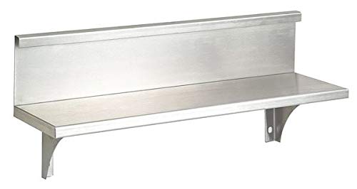 8-1/8 x 18 x 5 Inch Utility Shelf with Backsplash - Heavy Duty Metal Storage Rack for Kitchen, Bathroom & Garage Organization