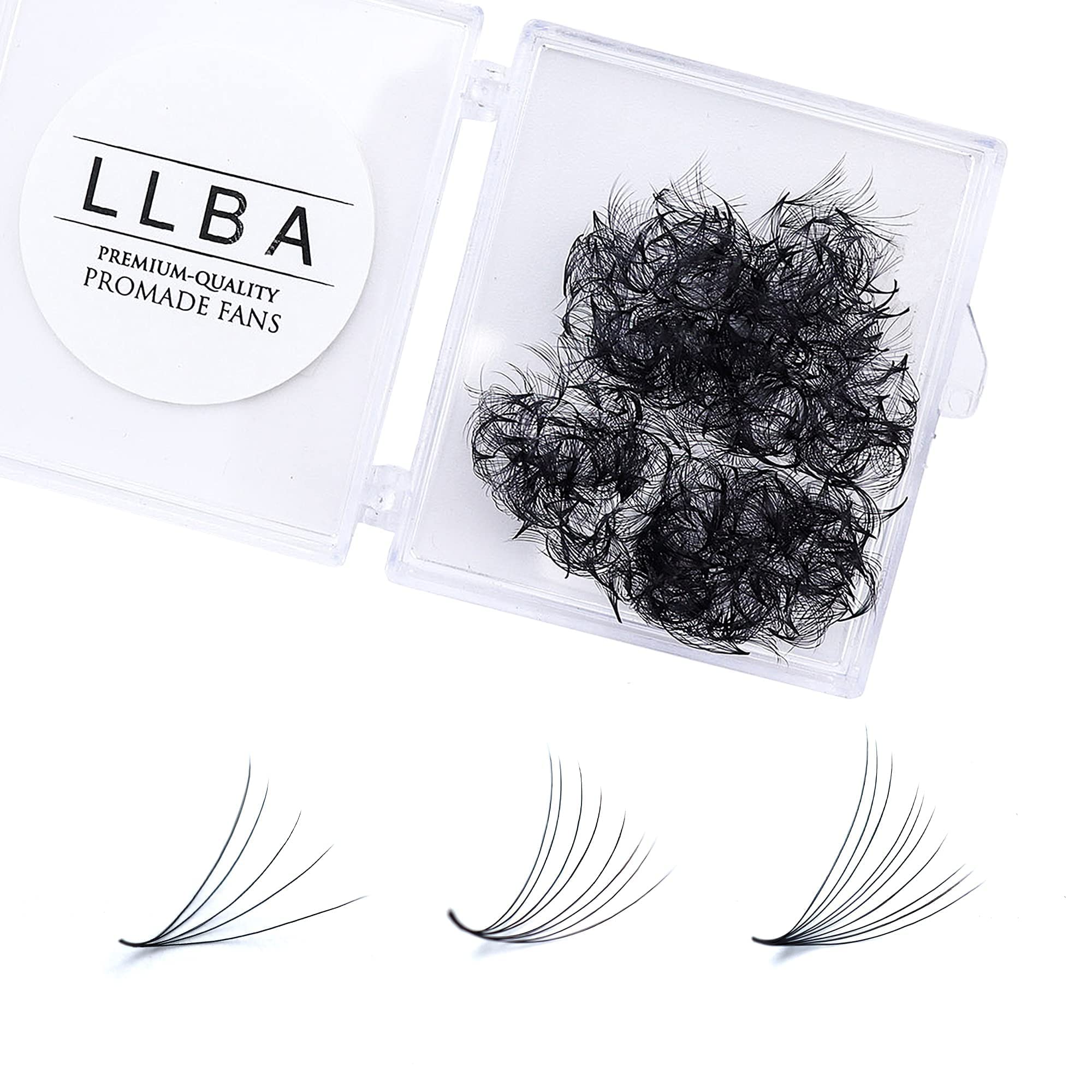 LLBA Promade Fans & Lash Glue - Handmade Volume Eyelashes with Black Adhesive | Fast Drying (0.5-1.5 sec) & Long Lasting | Easy to Apply for Daily Wear, Special Occasions & Professional Makeup