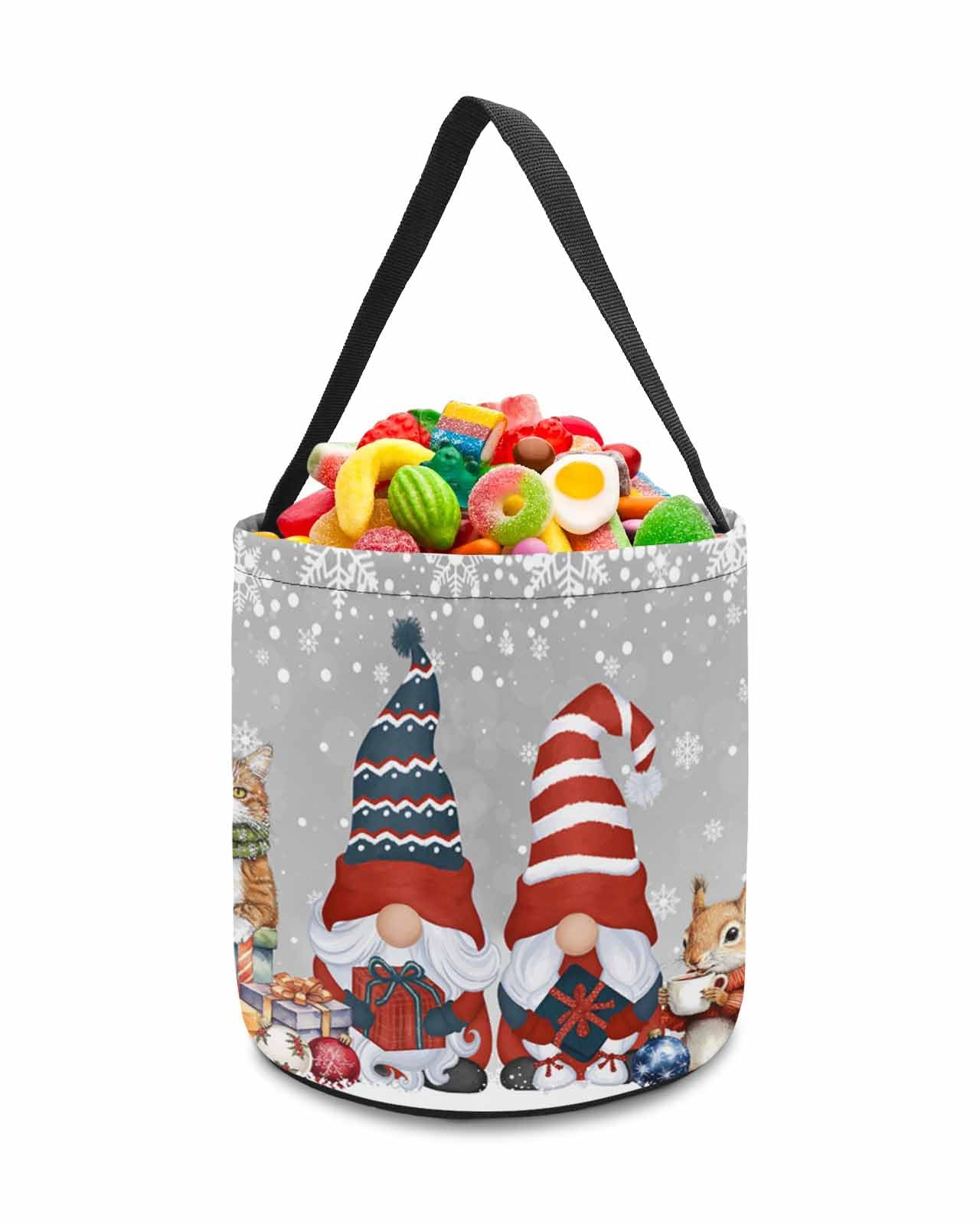 2 Pack Reusable Halloween Trick or Treat Candy Bags | Winter Gnome Christmas Tree Collapsible Goody Bucket | Holiday Party Favor & Gift Basket Accessories | Perfect for Candy Storage, Christmas Decorations & Seasonal Celebrations
