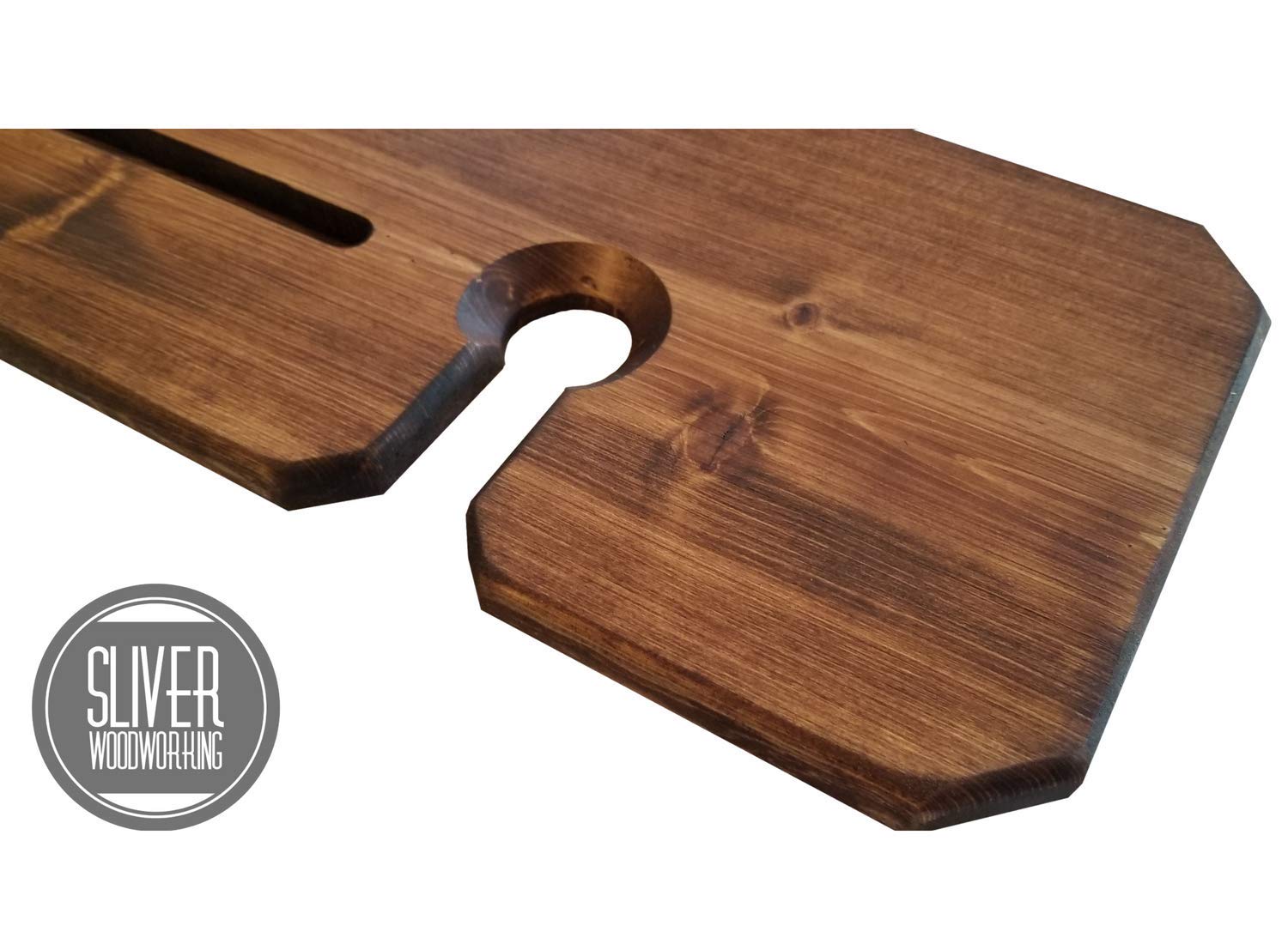 Bathtub Tray with Tablet Holder - Adjustable Wooden Bathtub Caddy for Bath Relaxation, Reading & Wine - Silver Finish Bath Accessories for Spa Experience at Home