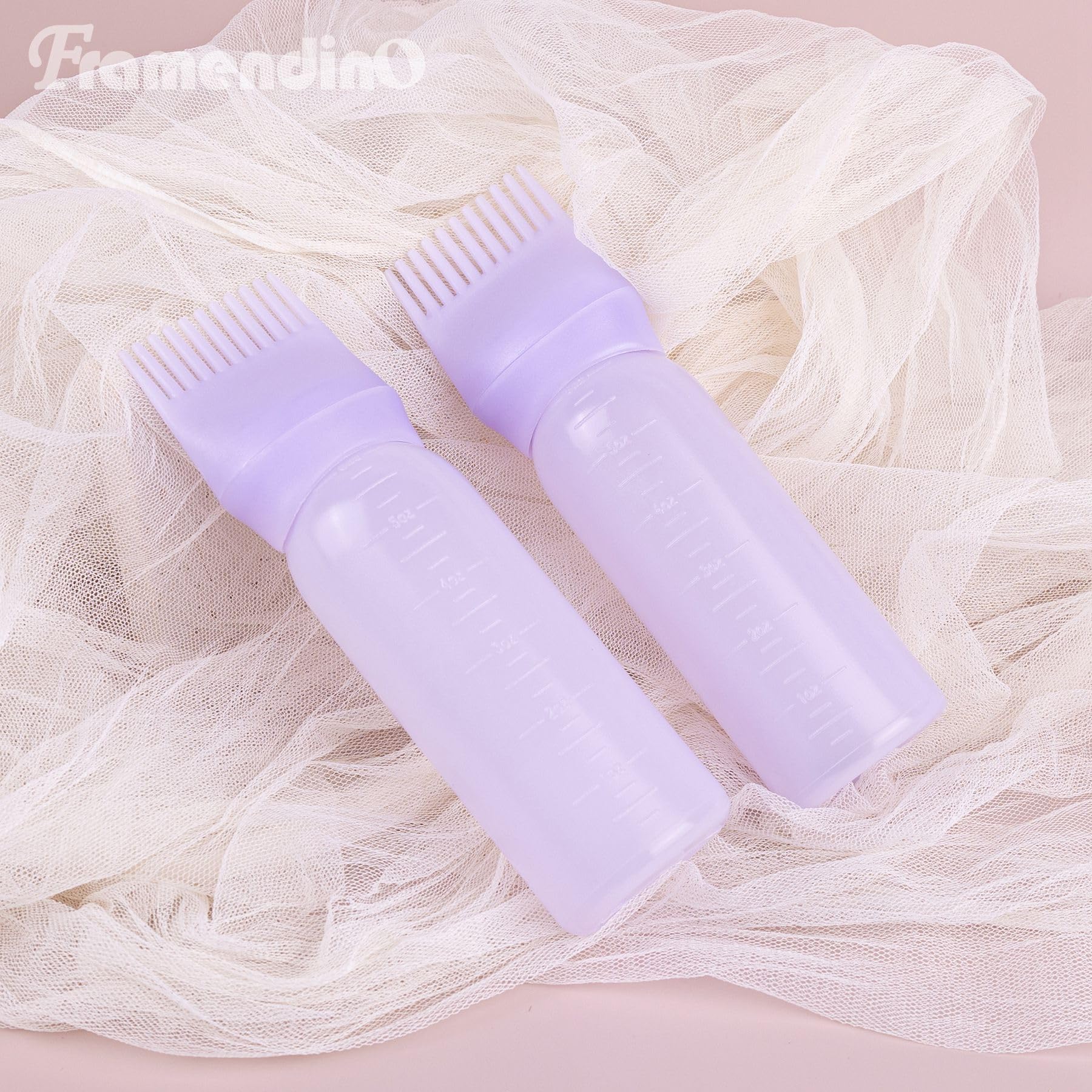 4 Pack Purple Root Touch Up Hair Dye Applicator Bottles with Brush & Graduated Scale - Perfect for At-Home Hair Coloring & Salon Use