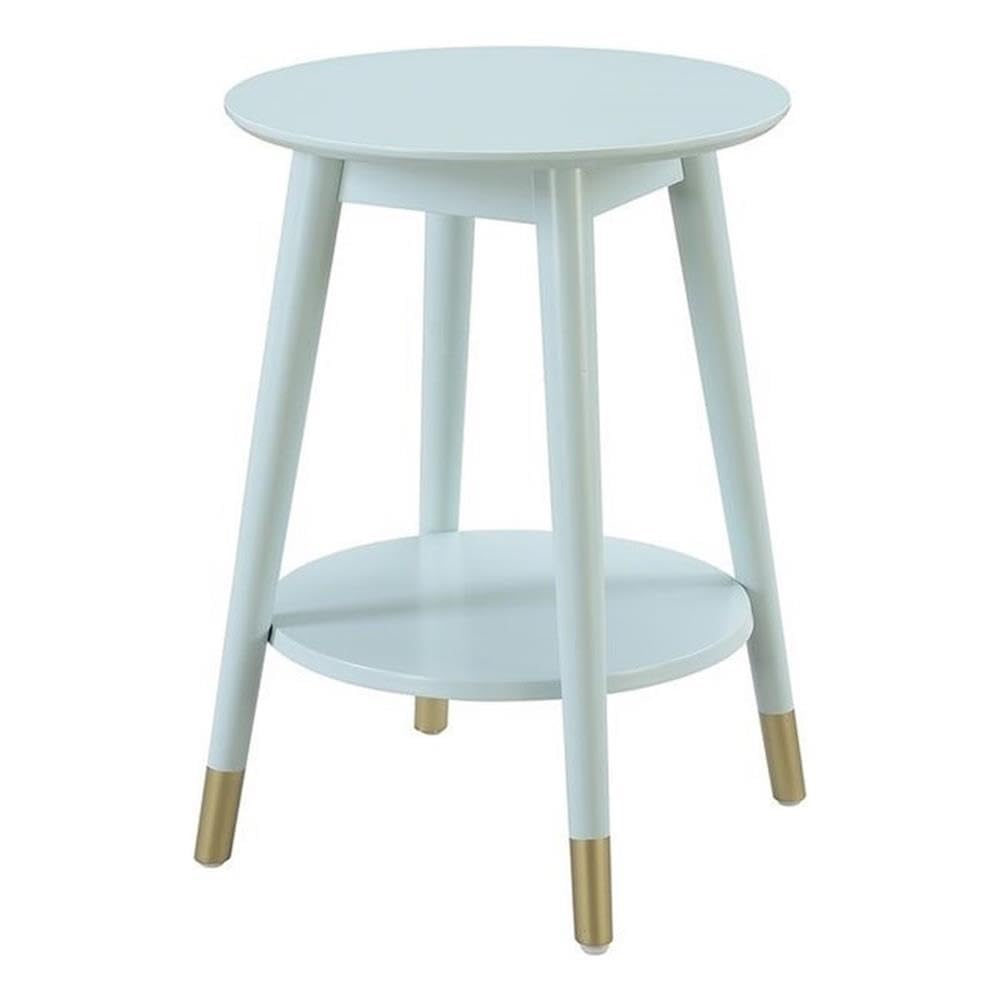 Pemberly Row Round Mid-Century Modern Wood End Table with Bottom Shelf in Green - Perfect for Living Room, Bedroom & Office Decor
