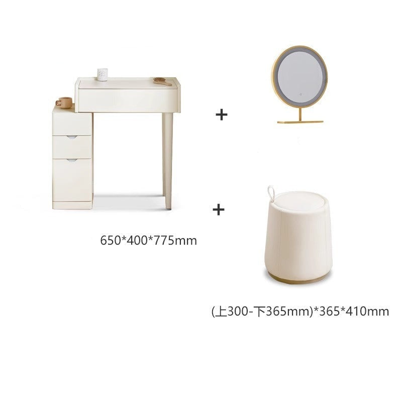 Pine Solid Wood Vanity Table with Mirror - Cream Shabby Chic Style for Bedroom & Dressing Room Makeup Organization