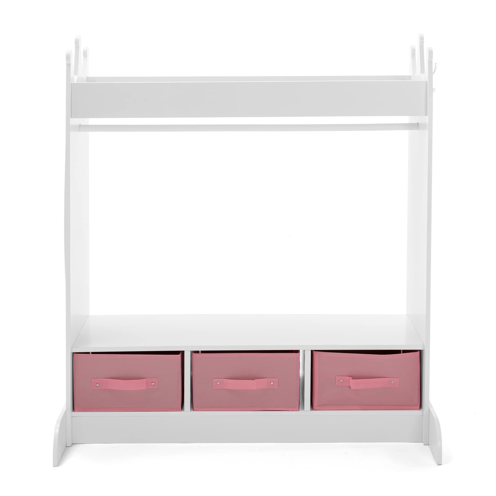 White Kids Armoire Dress-Up Storage with Mirror and Drawers - Costume Wardrobe Closet with Side Pockets & Shoe Shelf for Girls Bedroom - Perfect for Pretend Play, Toy Organization & Kids Room Decor
