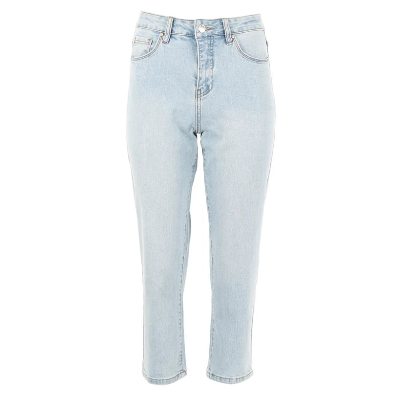 Cassidy Mom Jeans - High Waisted Regular Fit Women's Jeans in Ice Blue | Vintage Style Denim Pants for Casual Wear & Everyday Outfits