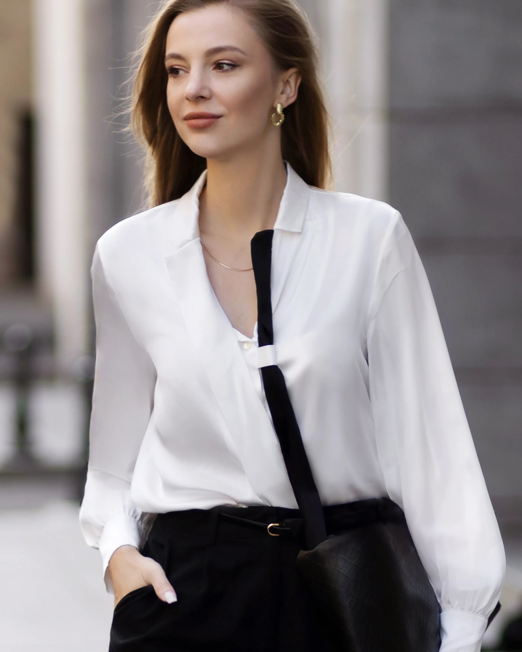Elegant Turn Down Collar Silk Blouse for Women | Soft & Breathable Luxury Shirt | Perfect for Office, Date Night & Special Occasions