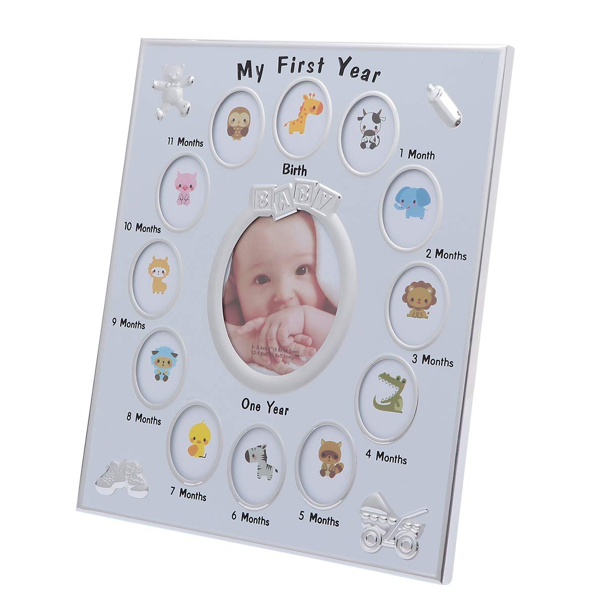 First Year Photo Frame | Newborn Picture Frame | Baby Keepsake Frame for 12 Months Memories | Perfect for Baby Showers, New Moms & Nursery Decor | Capture Milestones from Birth to First Birthday
