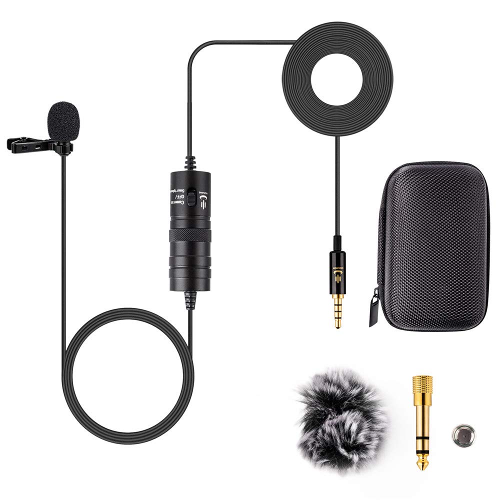 YICHUANG YC-VM10 3.5mm Omnidirectional Lavalier Lapel Microphone with 6m Cable - Compatible with Canon, Nikon, Sony DSLR Cameras, iPhone, Smartphones, PC - Perfect for YouTube Videos, Podcast Recording, Interviews, Vlogging & Live Streaming (Ideal for Content Creators, Journalists & Online Educators)