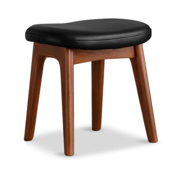 17.3×15.0×16.7 inch / 44×38×42.5 cm / Natural wood color / Oak makeup stool soft cover black