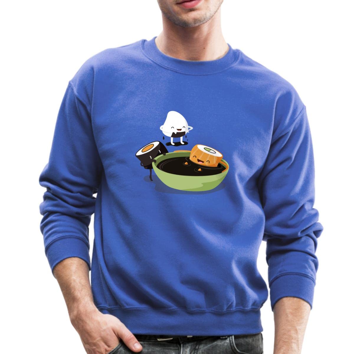 Spreadshirt Sushi Soy Sauce Graphic Crewneck Sweatshirt - Funny Japanese Food Lover Gift for Men & Women - Casual Wear, Lounge, Gifts for Anime Fans