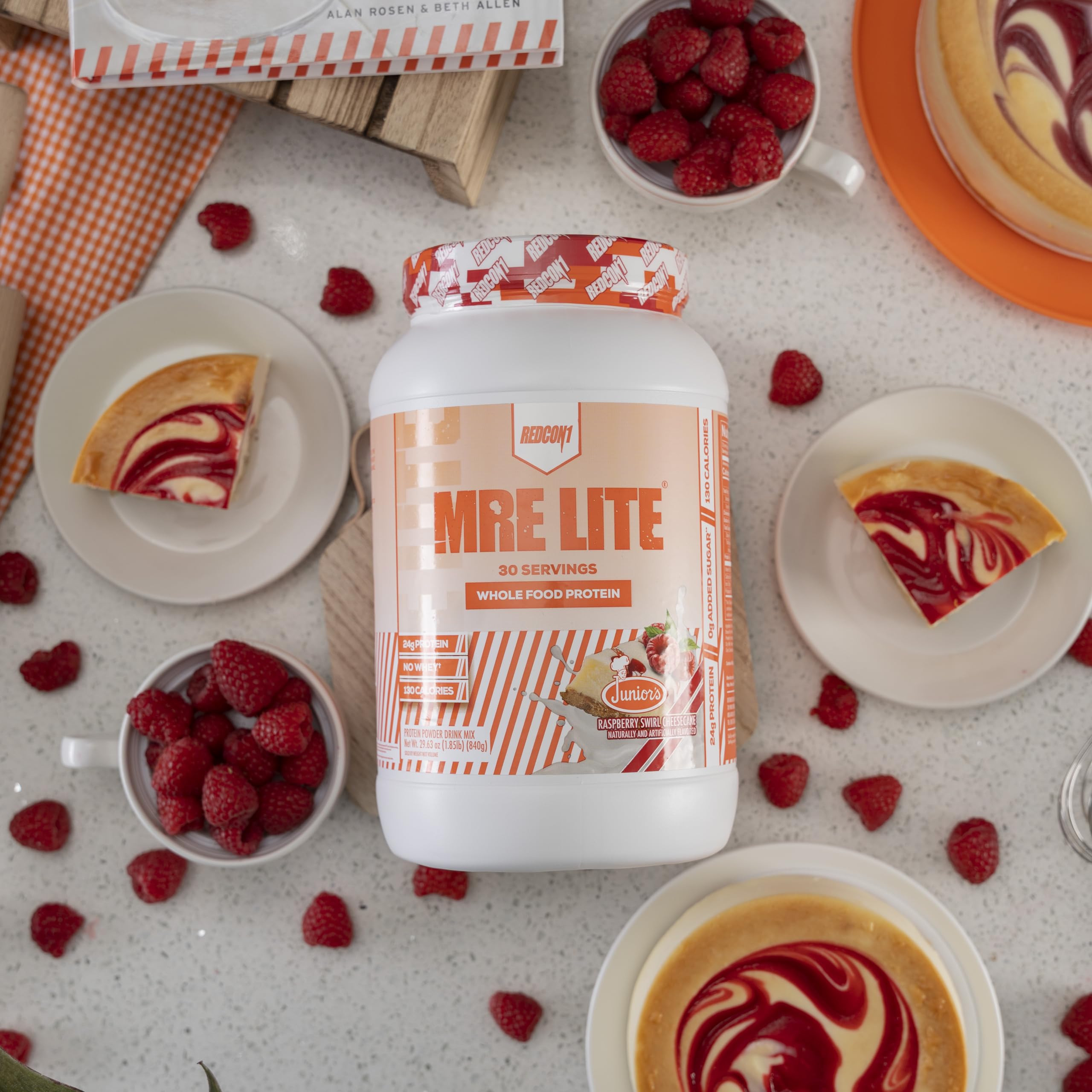 REDCON1 MRE Lite Whole Food Protein Powder for Kids - Raspberry Swirl Cheesecake Flavor | Low Carb Whey-Free Meal Replacement with Animal Protein Blend | Easy to Digest with MCT Oil | 30 Servings | Perfect for School Lunches, Sports Recovery & Healthy Snacks