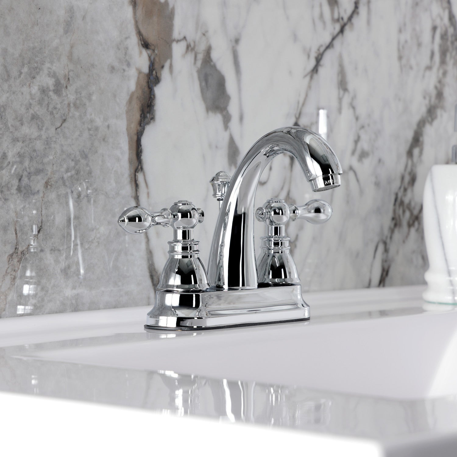 FSY5611ACL Classic American 4-Inch Centerset Bathroom Faucet - Double Handle Deck Mount with Pop-Up Drain - Polished Chrome Finish - Perfect for Small Bathrooms & Powder Rooms