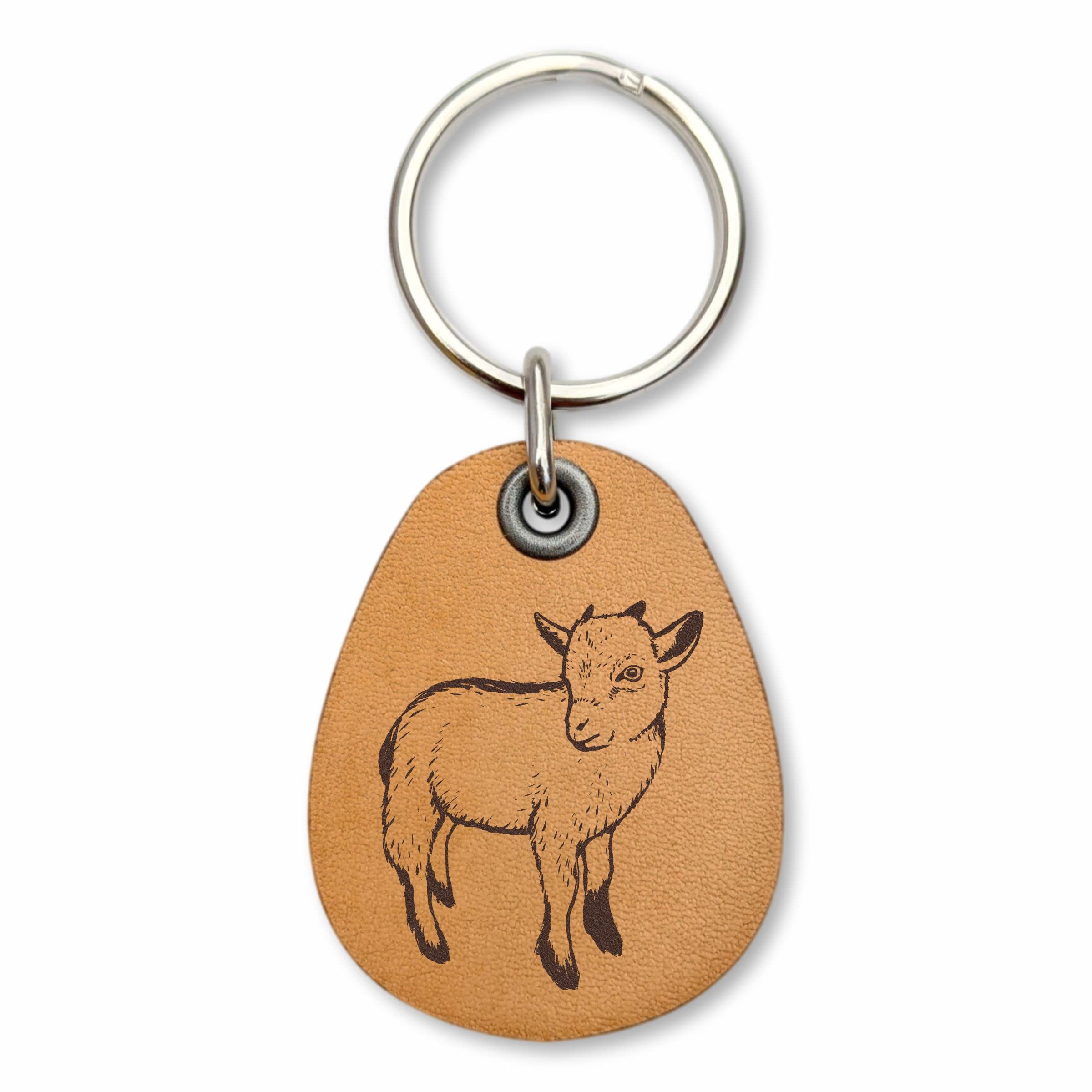 Genuine Leather Goat Keychain - Lightweight & Durable Farm Animal Key Fob for Keys, Backpacks & Gifts | Perfect for Farmers, Animal Lovers & Country Style Decor
