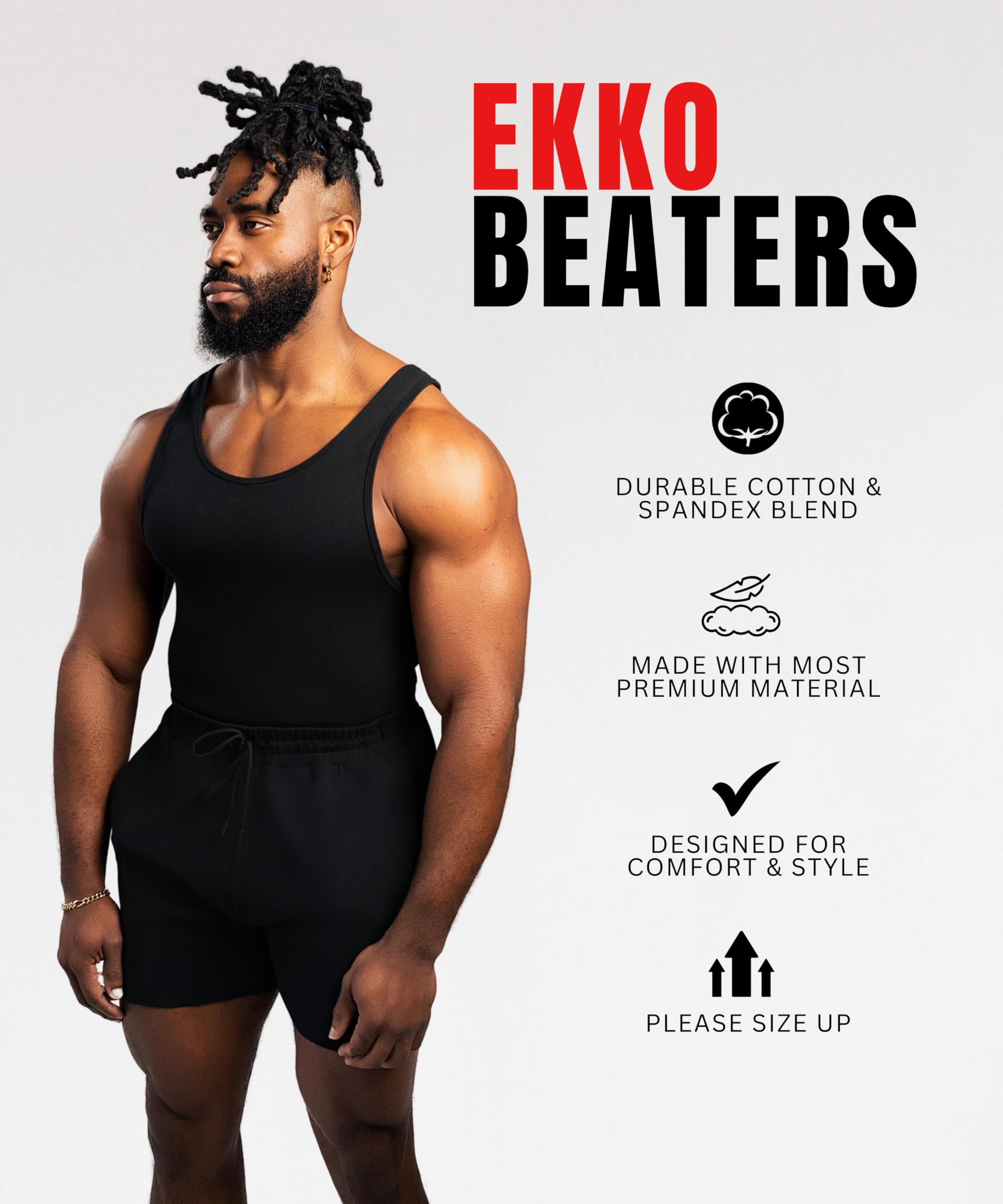 Men's Cotton Spandex Blend Ribbed Tank Tops - Comfortable & Durable Muscle Shirts for Gym, Workout, and Summer Casual Wear - Size Up Recommended