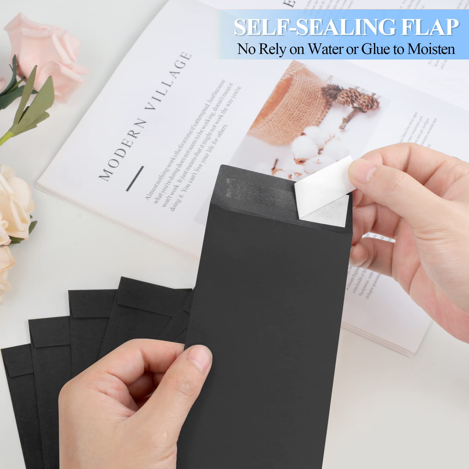 120 Cash Envelopes for Money Saving Challenge - 3.2x6.6 Inch Black Budget Envelopes (80 GSM) for Cash, Coins, Checks, Gift Cards & Tickets - Perfect for Dave Ramsey Envelope System, Personal Finance & Cash Budgeting