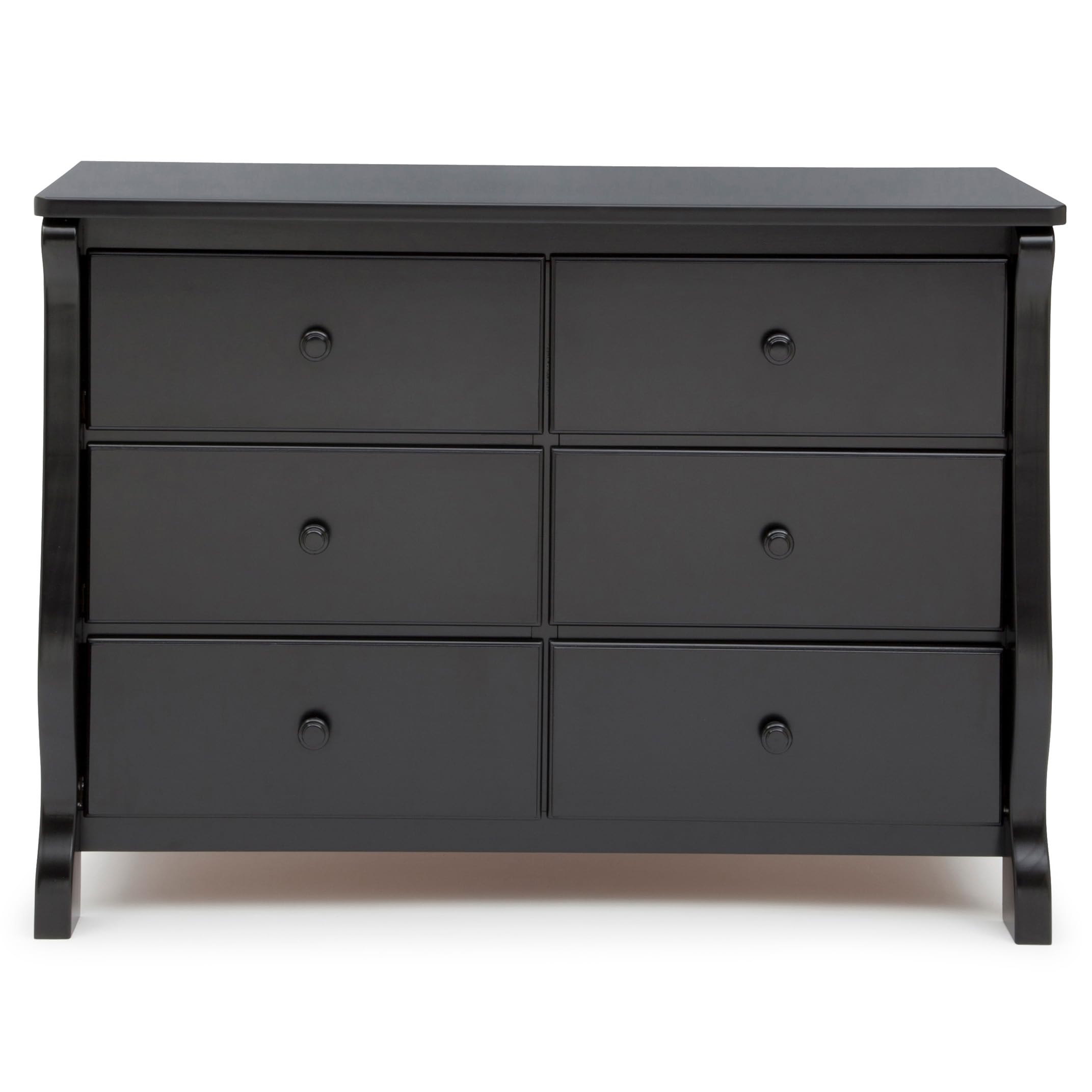 Delta Children Universal 6 Drawer Dresser with Interlocking Drawers - Sturdy Kids Dresser for Bedroom, Nursery & Playroom - Ebony Black Finish for Modern Home Decor