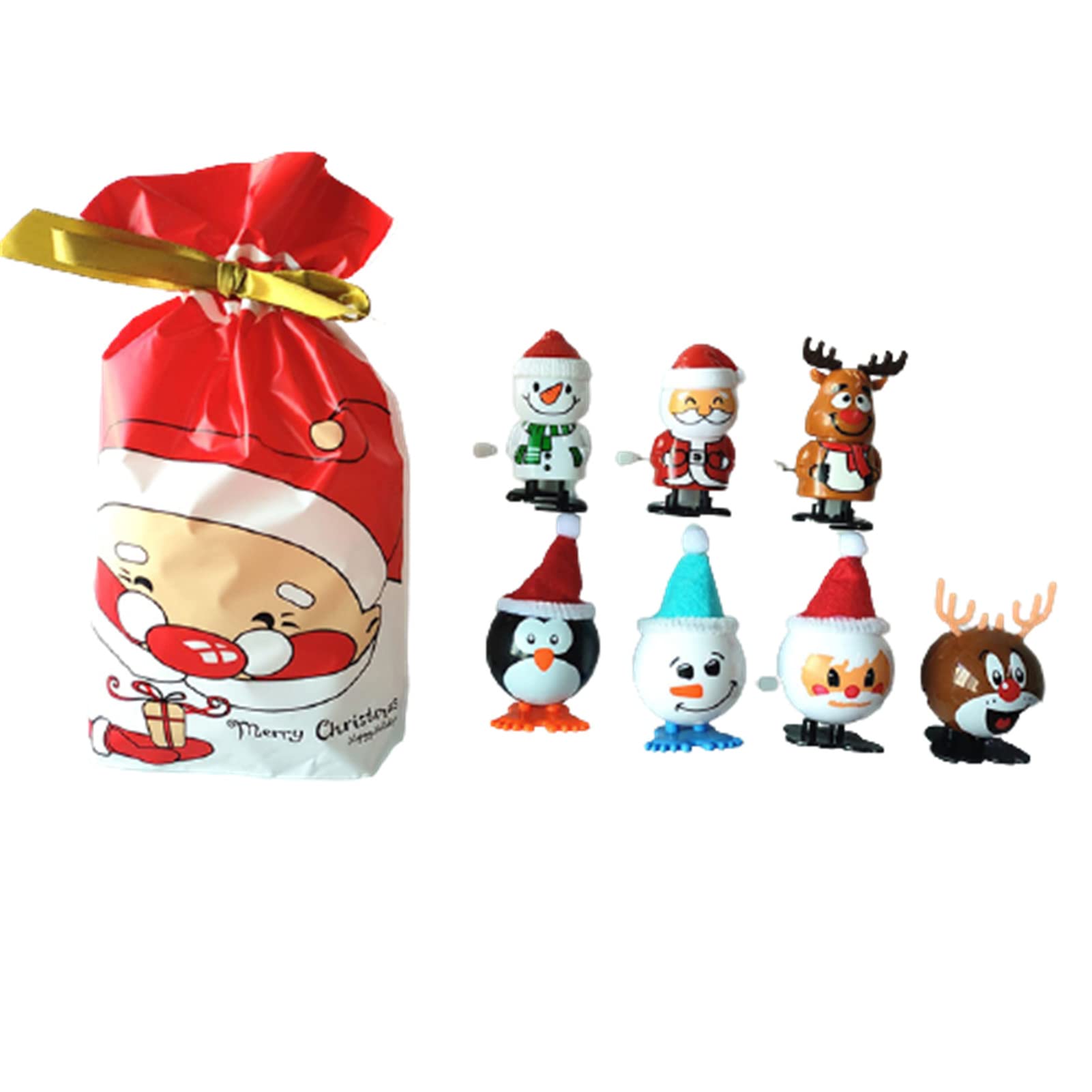 VALINK Christmas Wind Up Toys - 7/8/11 Pack Cute Walking Clockwork Toys with Drawstring Bag for Holiday Parties, Stocking Stuffers & Gift Exchanges - Fun Christmas Party Favors, Decorations & Kids Toys