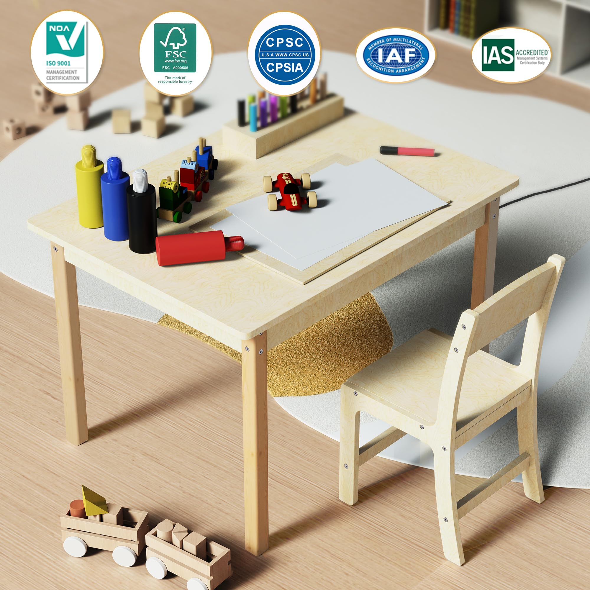 Kids Table and Chair Set - Adjustable Toddler Desk & Chair for Learning, Drawing & Play - Perfect for Preschool, Homeschool & Playroom Activities