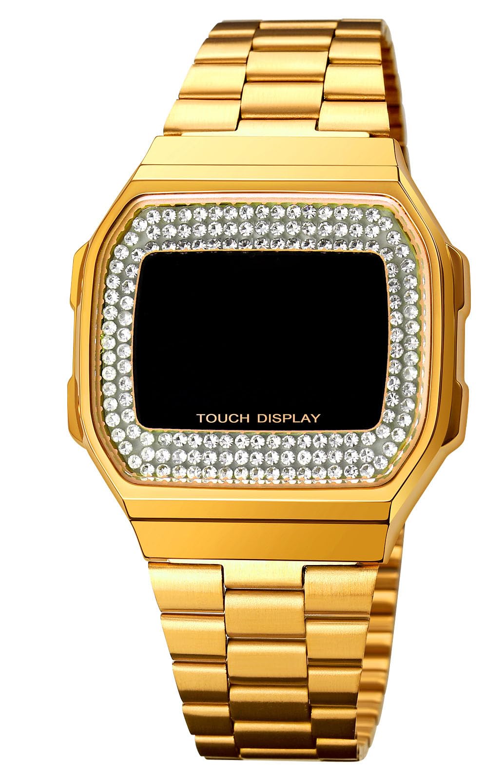 Luxury Unisex Digital Watch - Stainless Steel Band, Multifunction Square Electronic Watch with Crystal for Men & Women | Perfect for Sports, Fitness & Everyday Fashion Accessories
