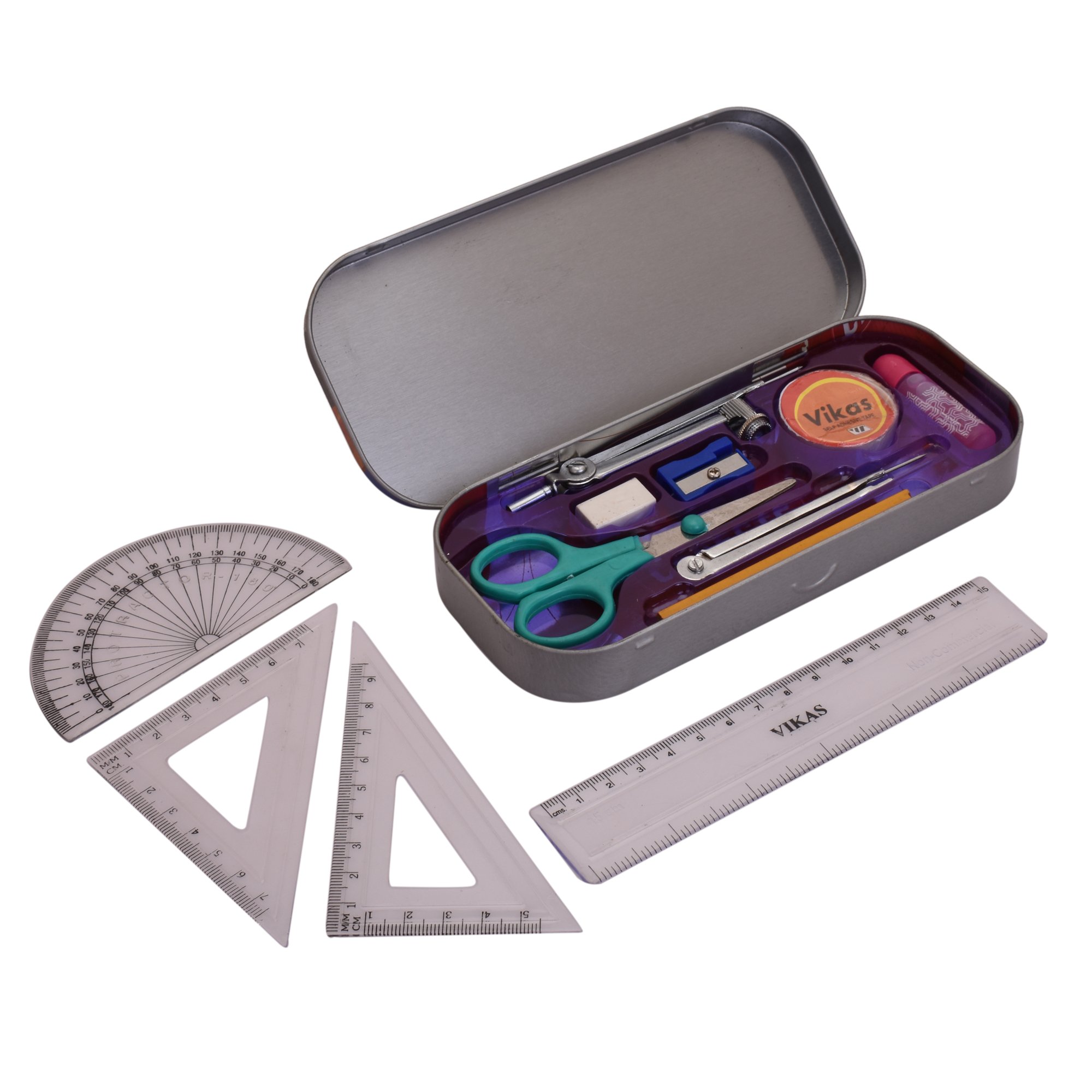 Premium Sentra Geometry Kit - 10-Piece White Math Drawing Tools Set with Storage Box | Perfect for Students, Engineers & Artists | Classroom, Office & Home Study Use