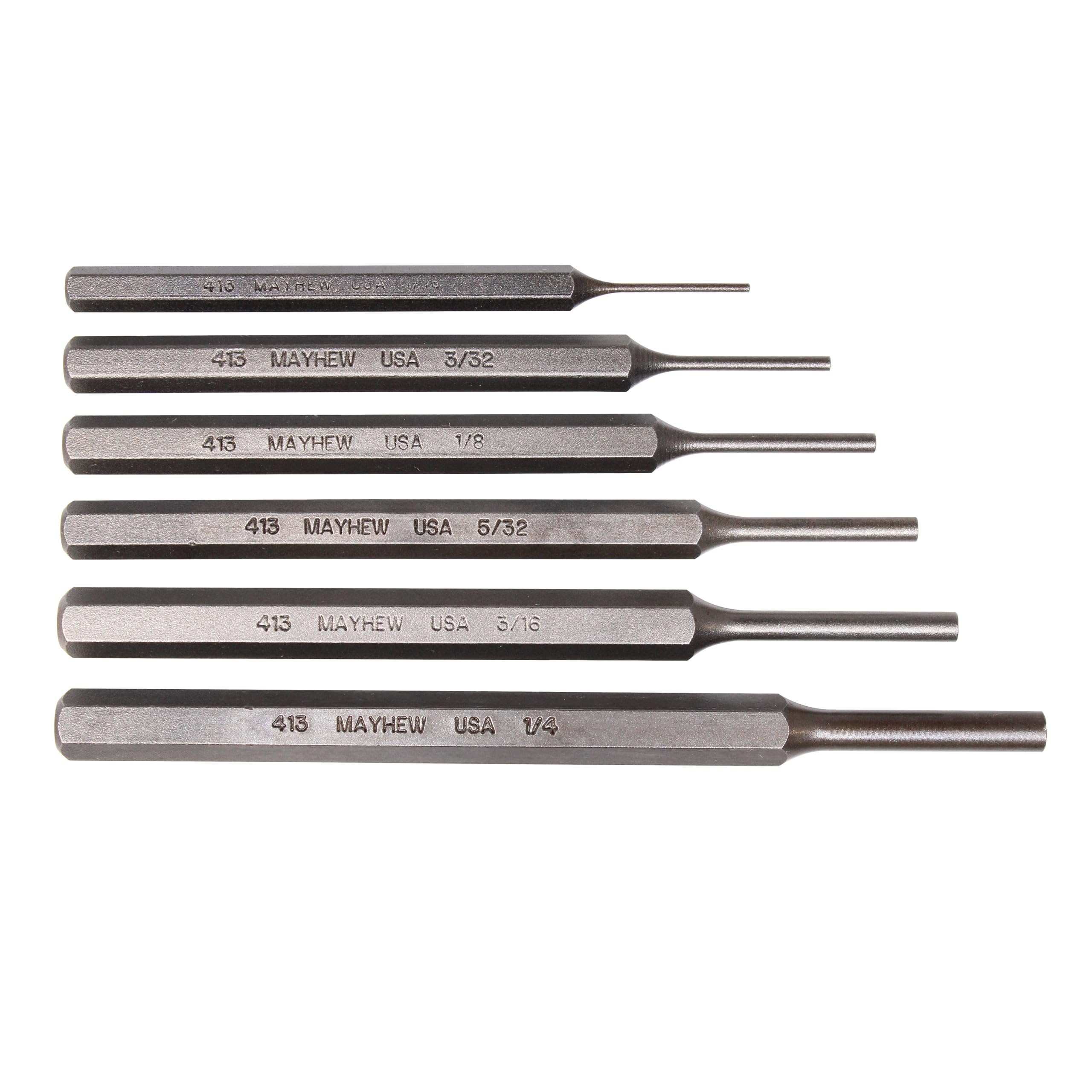 Mayhew Tools 89035 6-Piece Pin Punch Set for Metalworking, Automotive & Woodworking Projects | Professional Grade Steel Punches