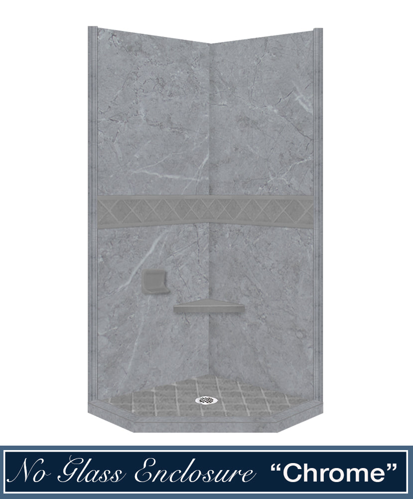 Grio Marble Diamond Neo Frameless Shower Enclosure Kit - Modern Bathroom Upgrade for Luxury Homes & Hotels (Easy Installation, Waterproof Design)