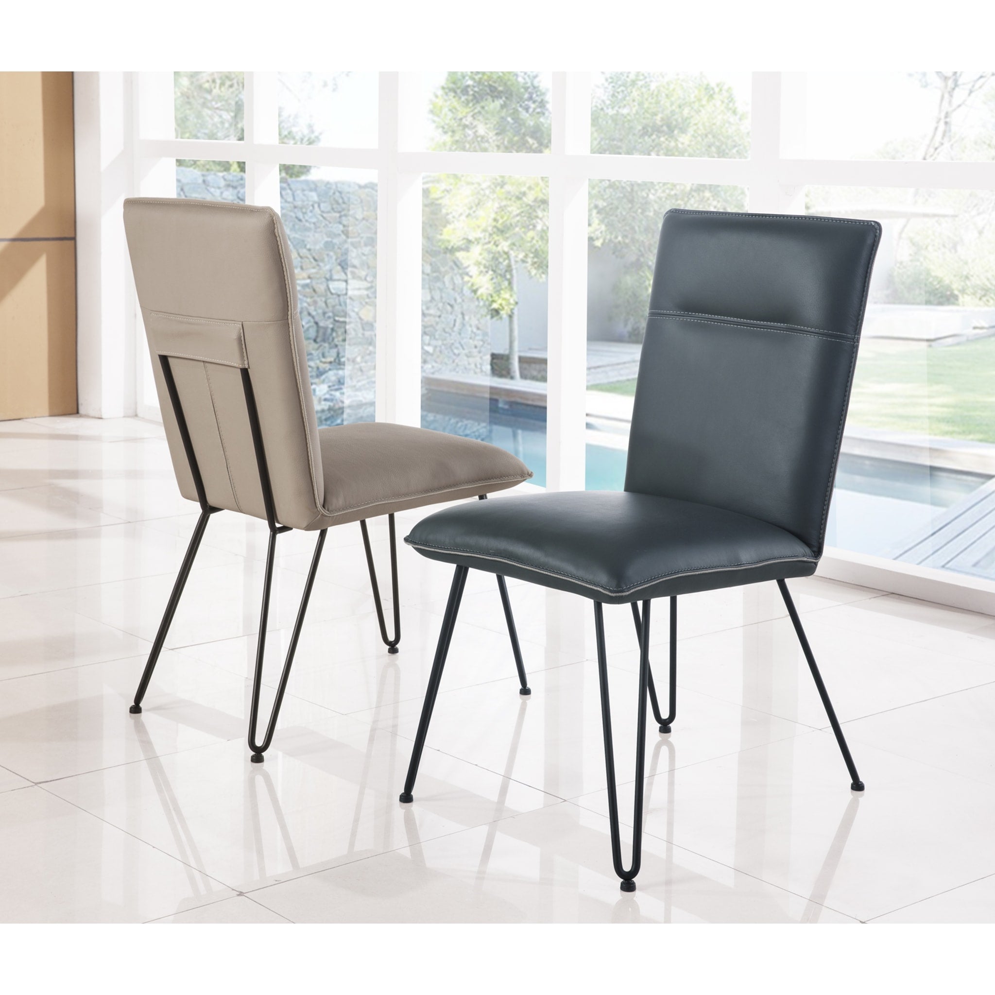 Modern Cobalt Blue Dining Chair with Demi Hairpin Legs - Stylish Mid-Century Design for Kitchen, Dining Room, or Home Office