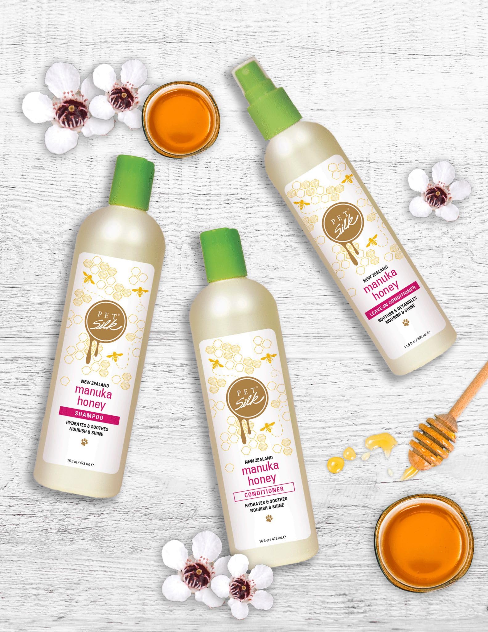 Pet Silk Manuka Honey Conditioner - Hydrating & Shining for All Pets - with Honey & Avocado Oil - for Healthy Coat Care